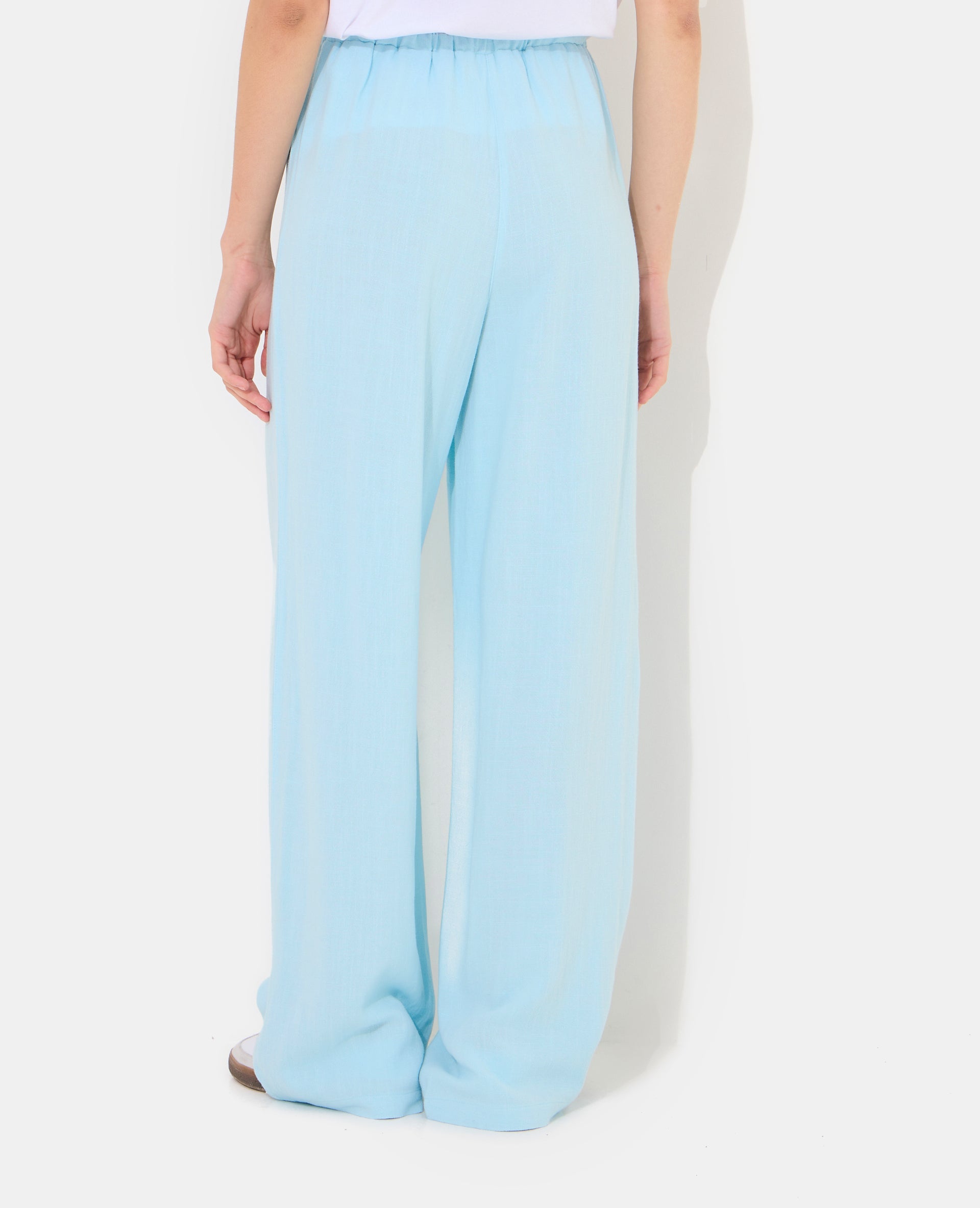 Pantalon large et droit avec taille élastiquée