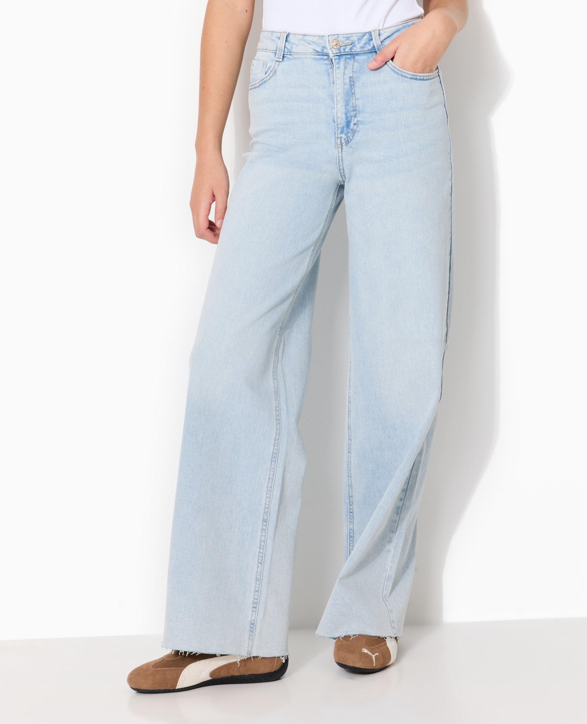 J71-1 / Jean wide taille haute avec bas coupés