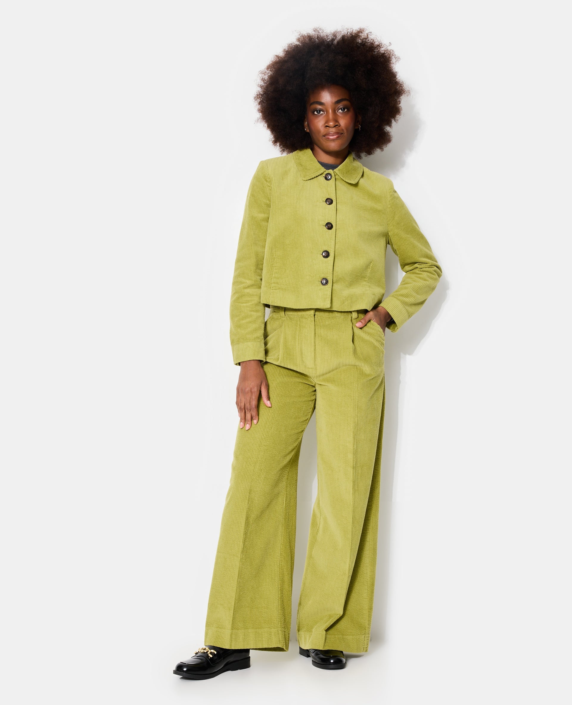 Pantalon large en velours grosse côte