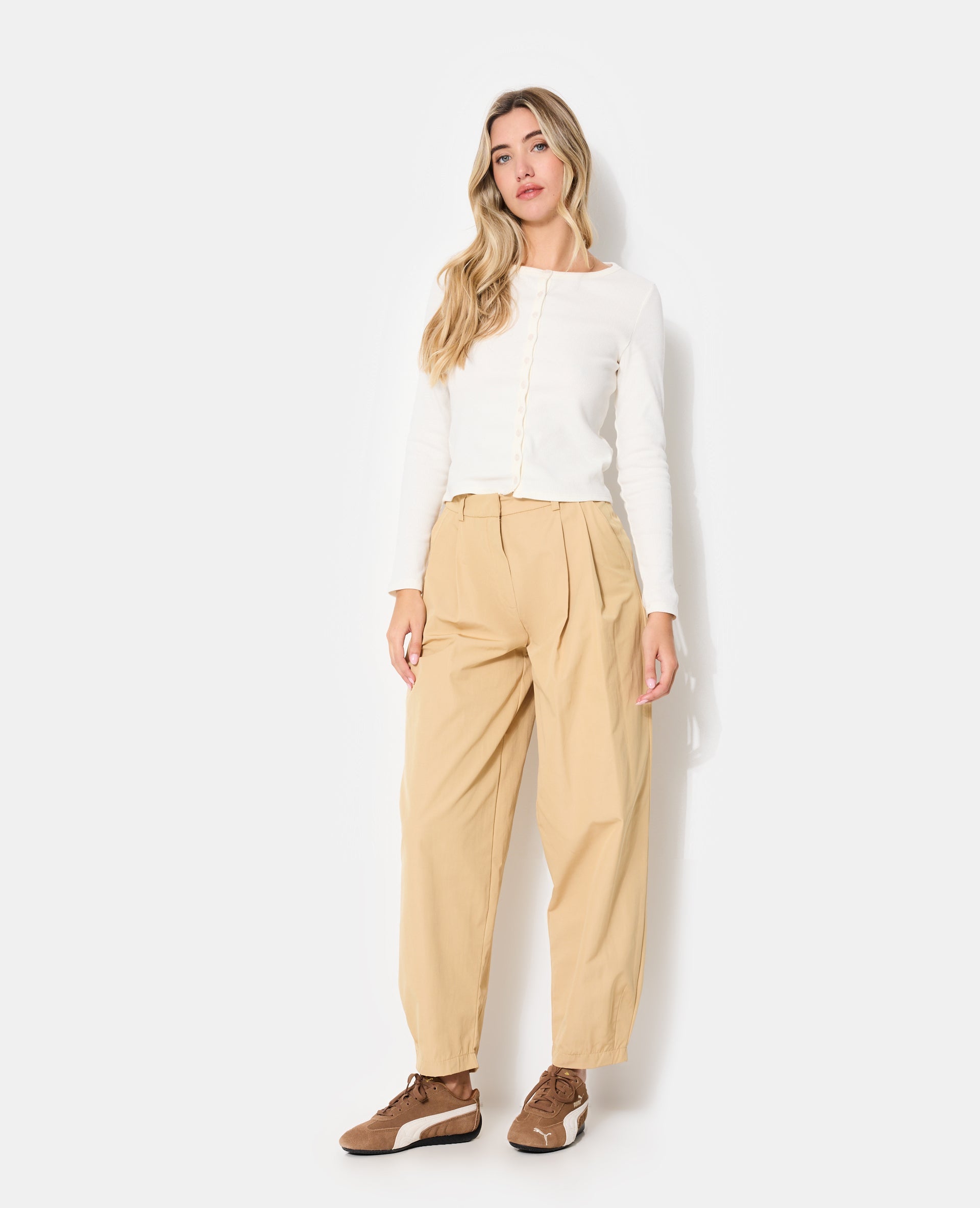 Pantalon barrel avec pinces