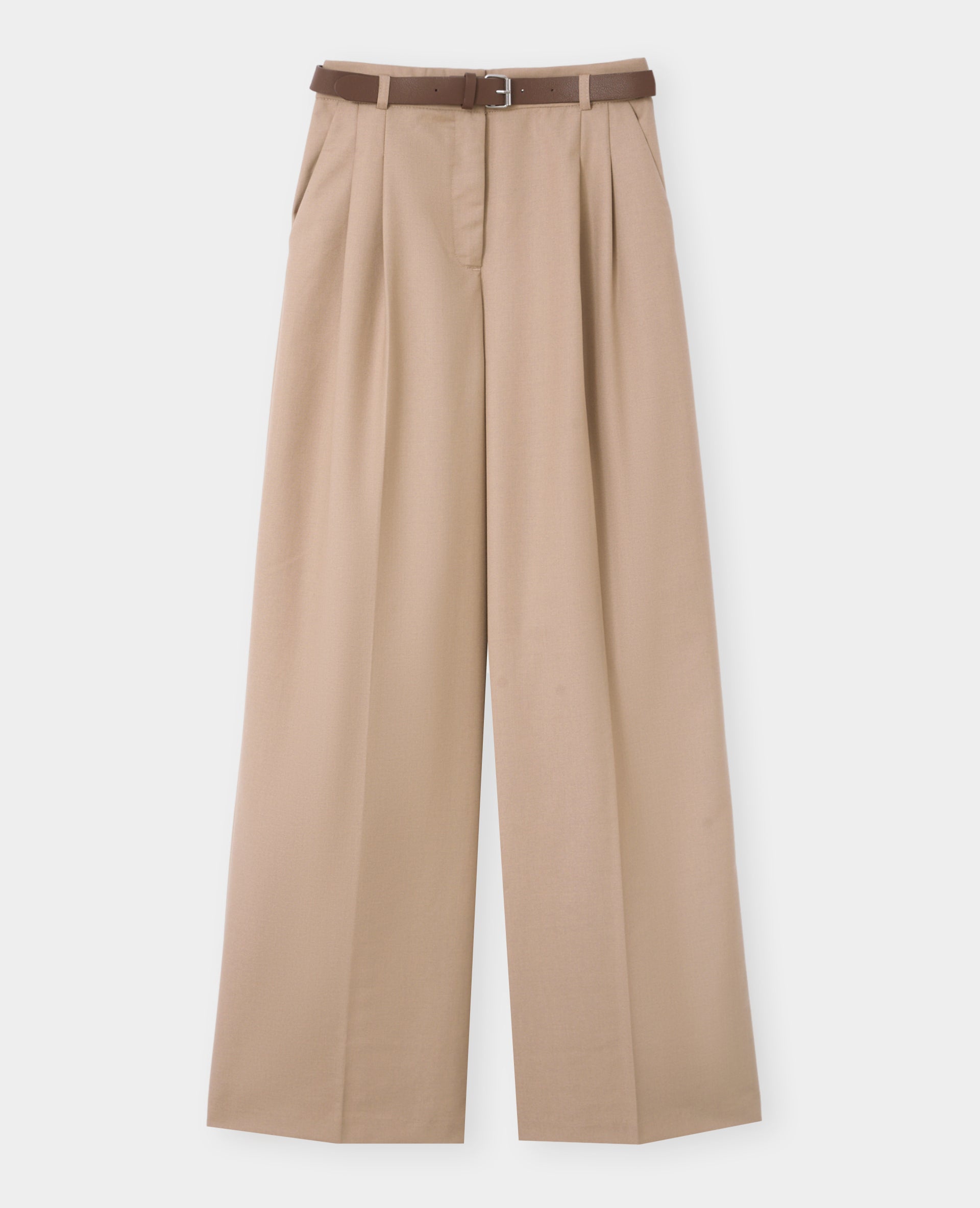 Pantalon large taille haute avec ceinture