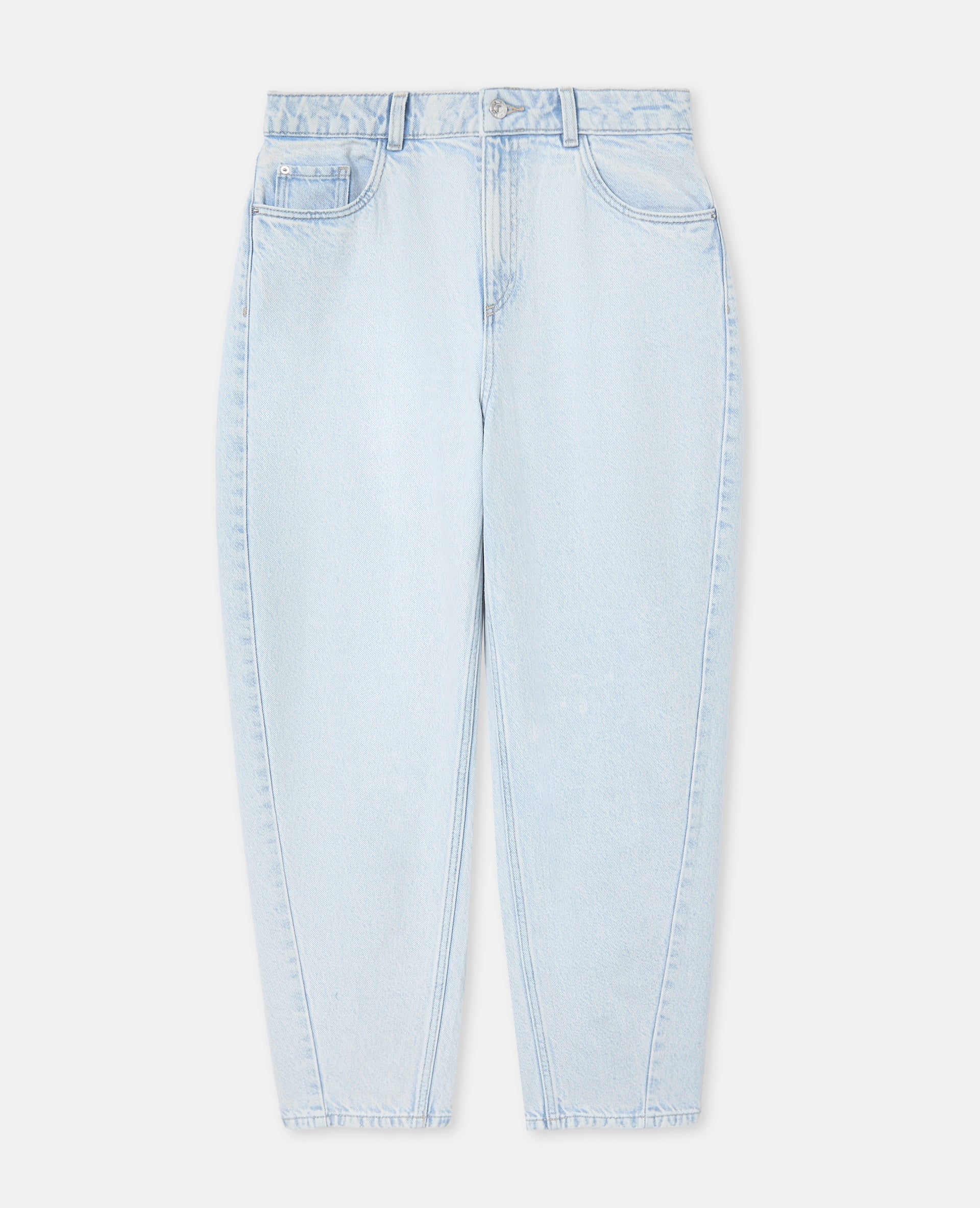 Jean barrel taille haute avec jeux de coutures
