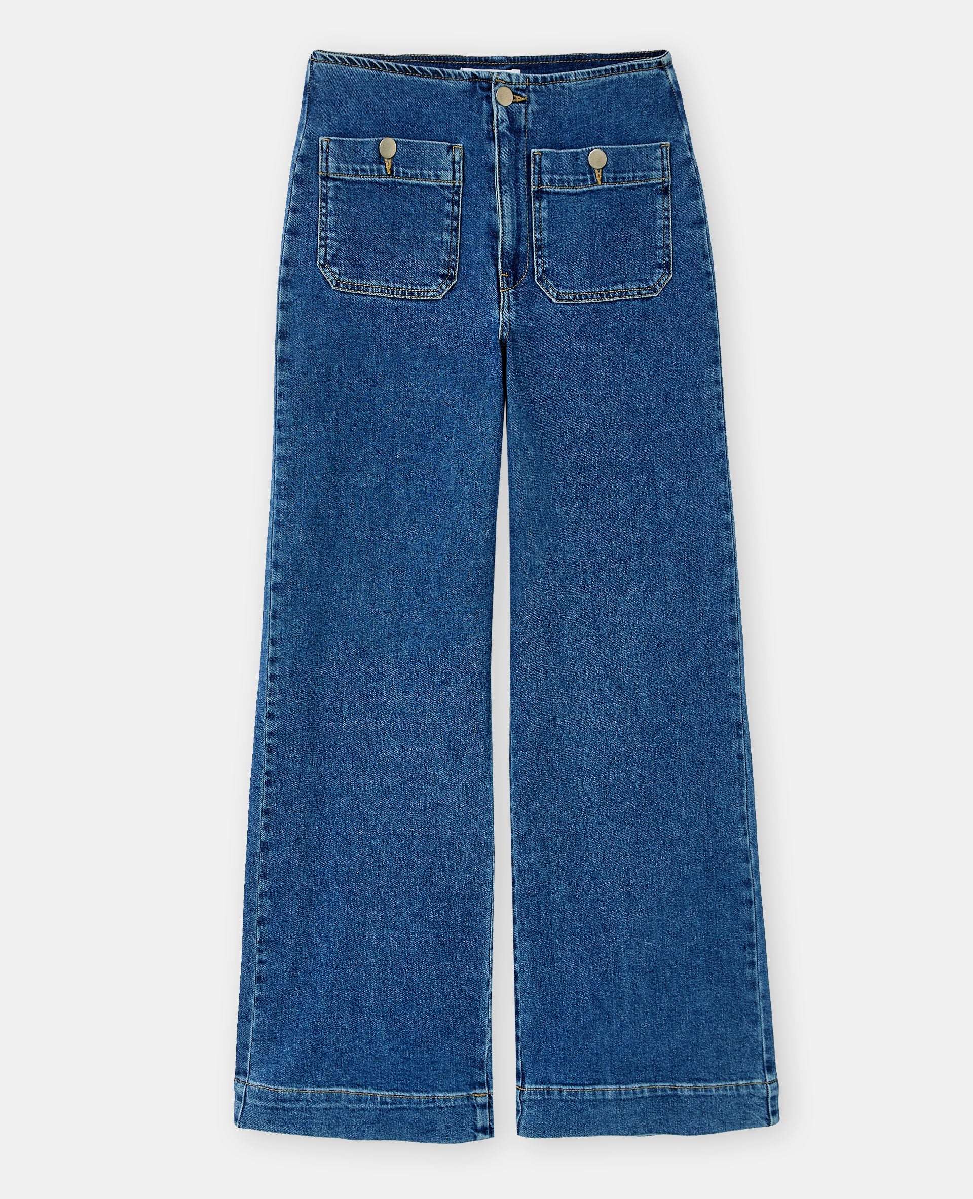 Jean wide taille haute avec poches plaquées