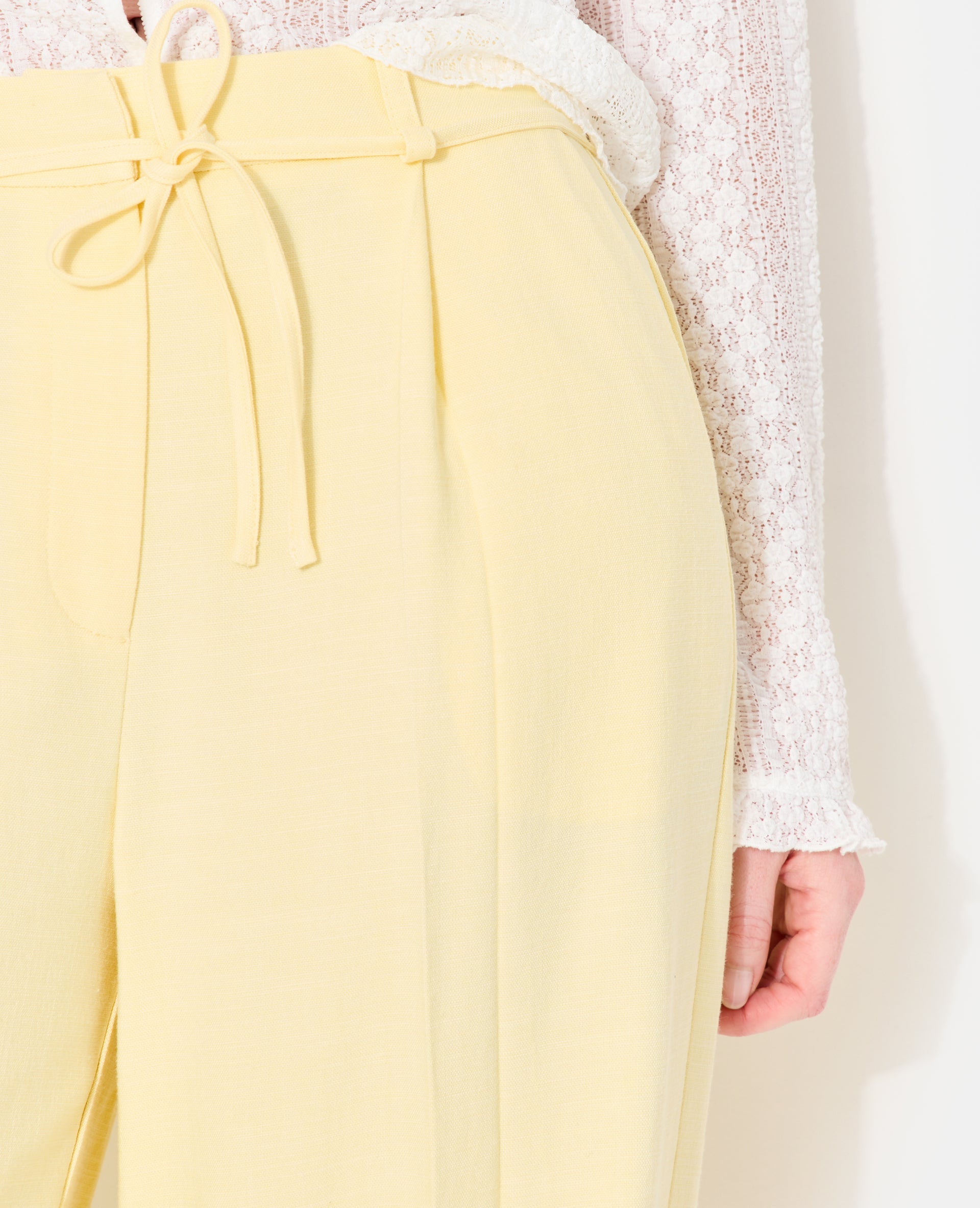 Pantalon droit en tissu effet lin