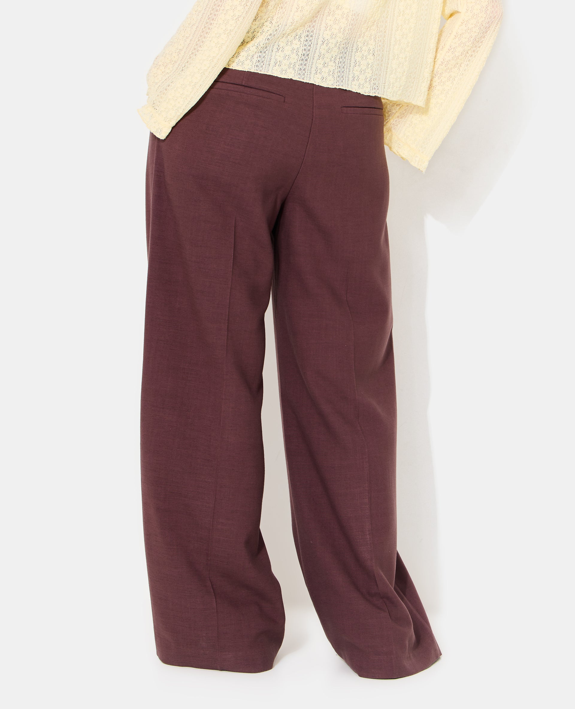 Pantalon droit en tissu effet lin
