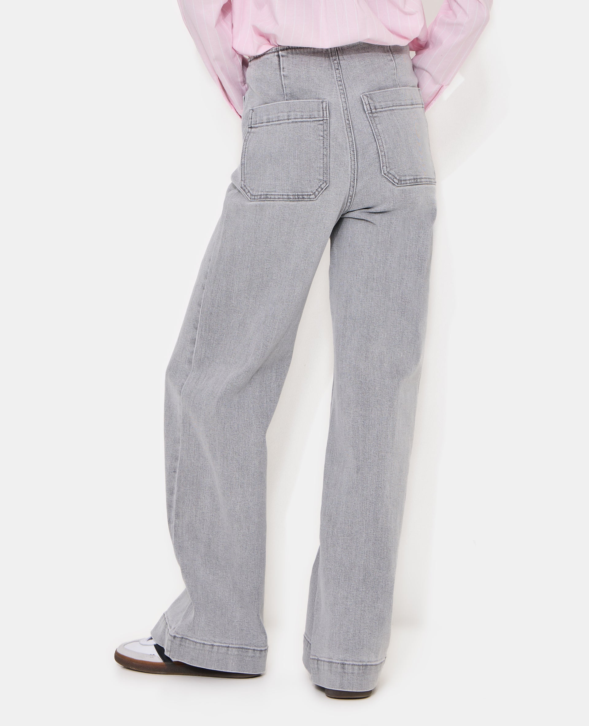 Jean wide taille haute avec poches devant