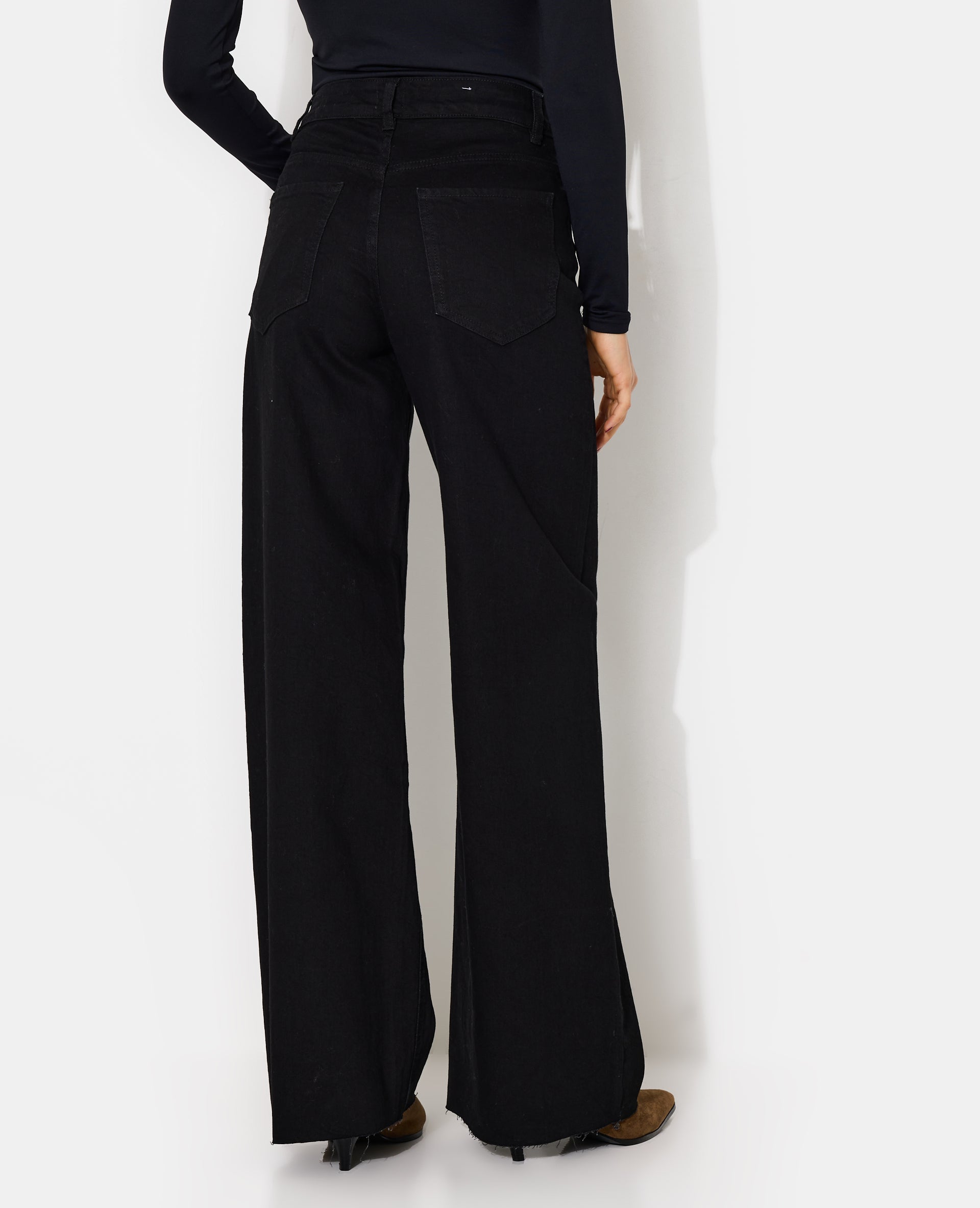 Jean wide taille haute avec élasthanne