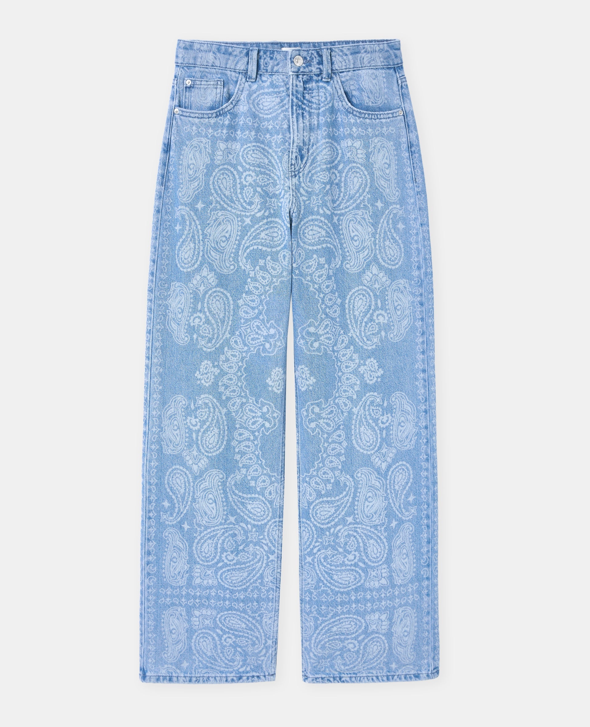 Jean wide taille haute motifs cachemire