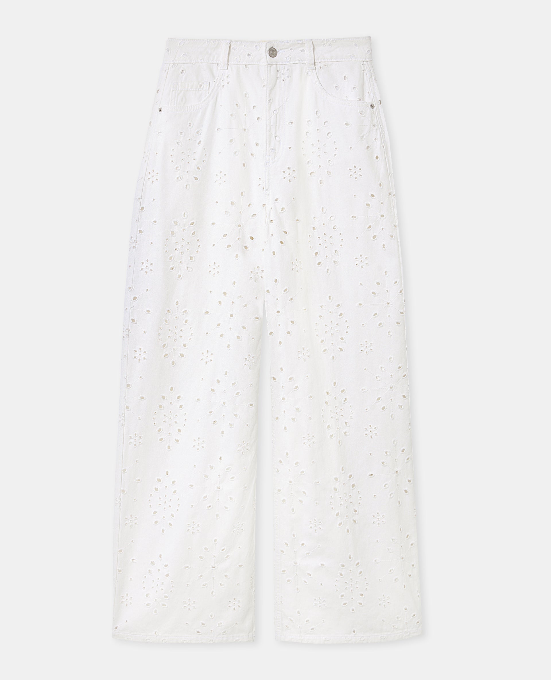 Jean wide ajouré façon broderie anglaise