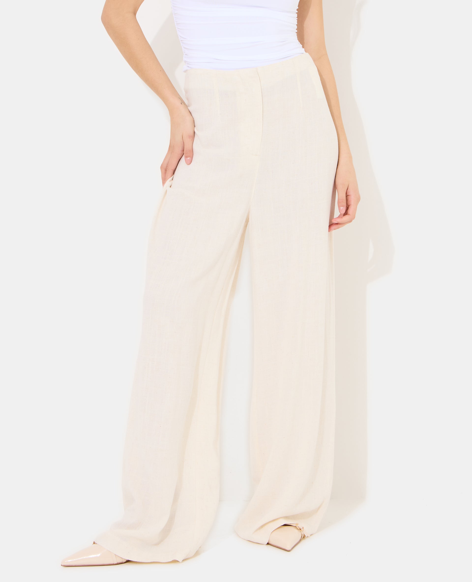 Pantalon droit avec lin