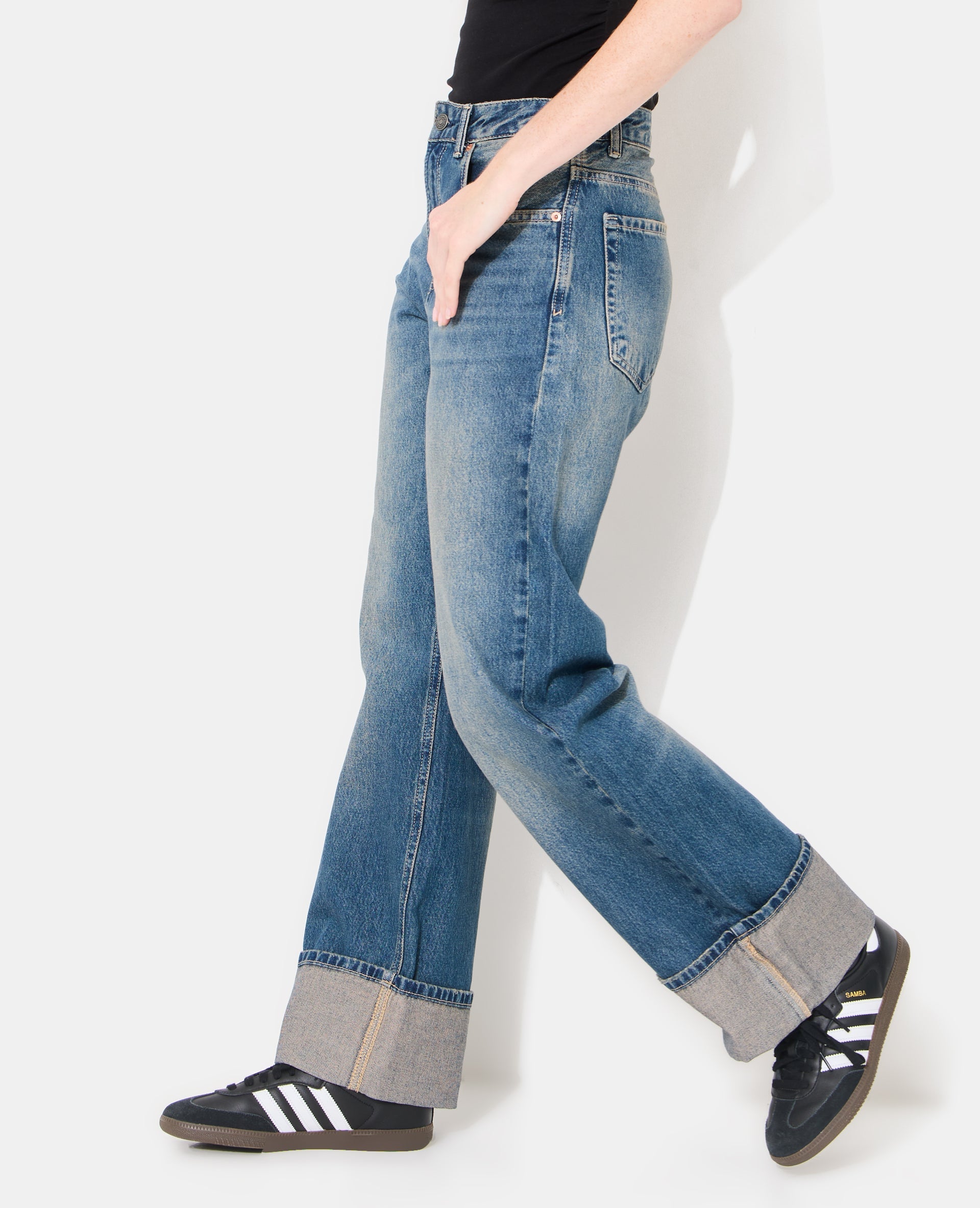 Jean straight avec revers