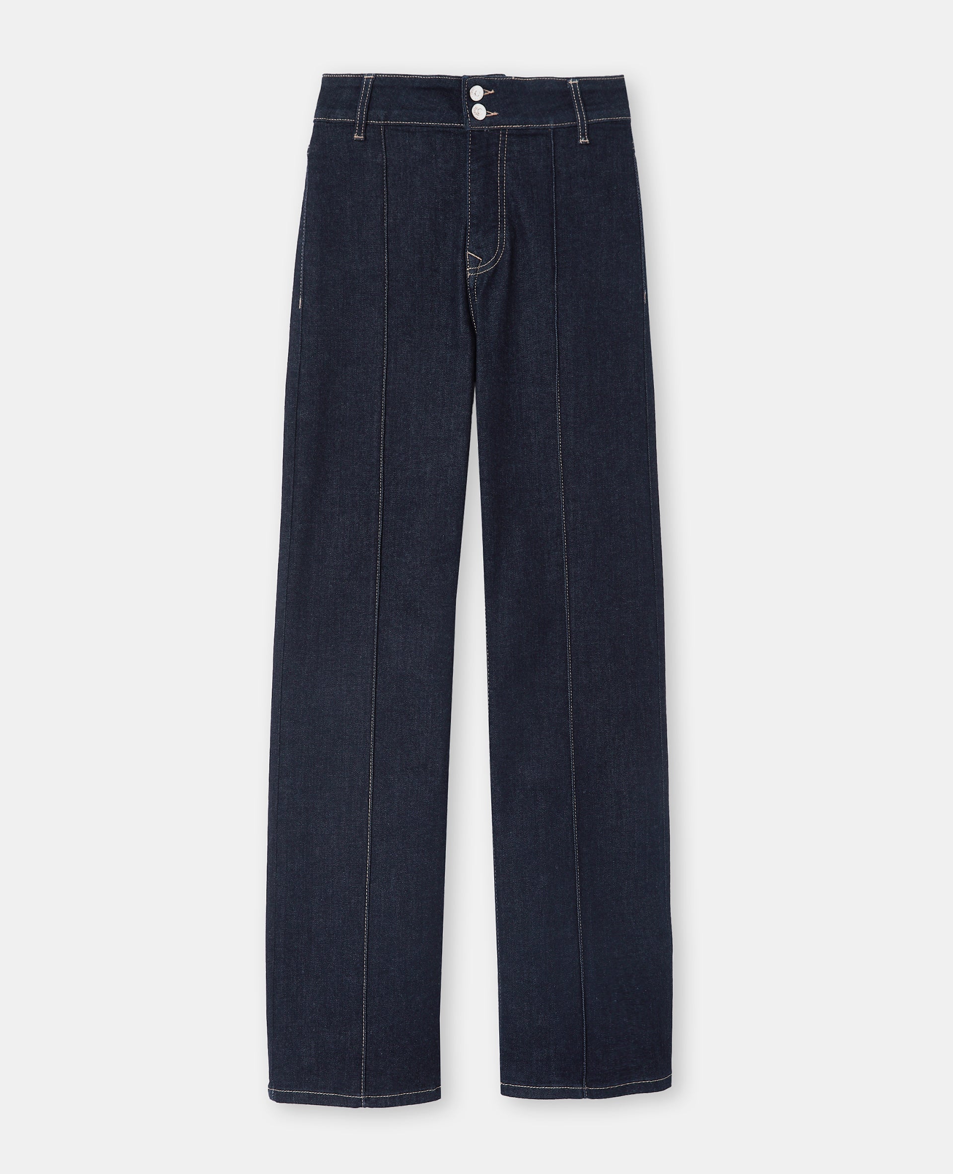 Jean straight taille haute avec détails coutures