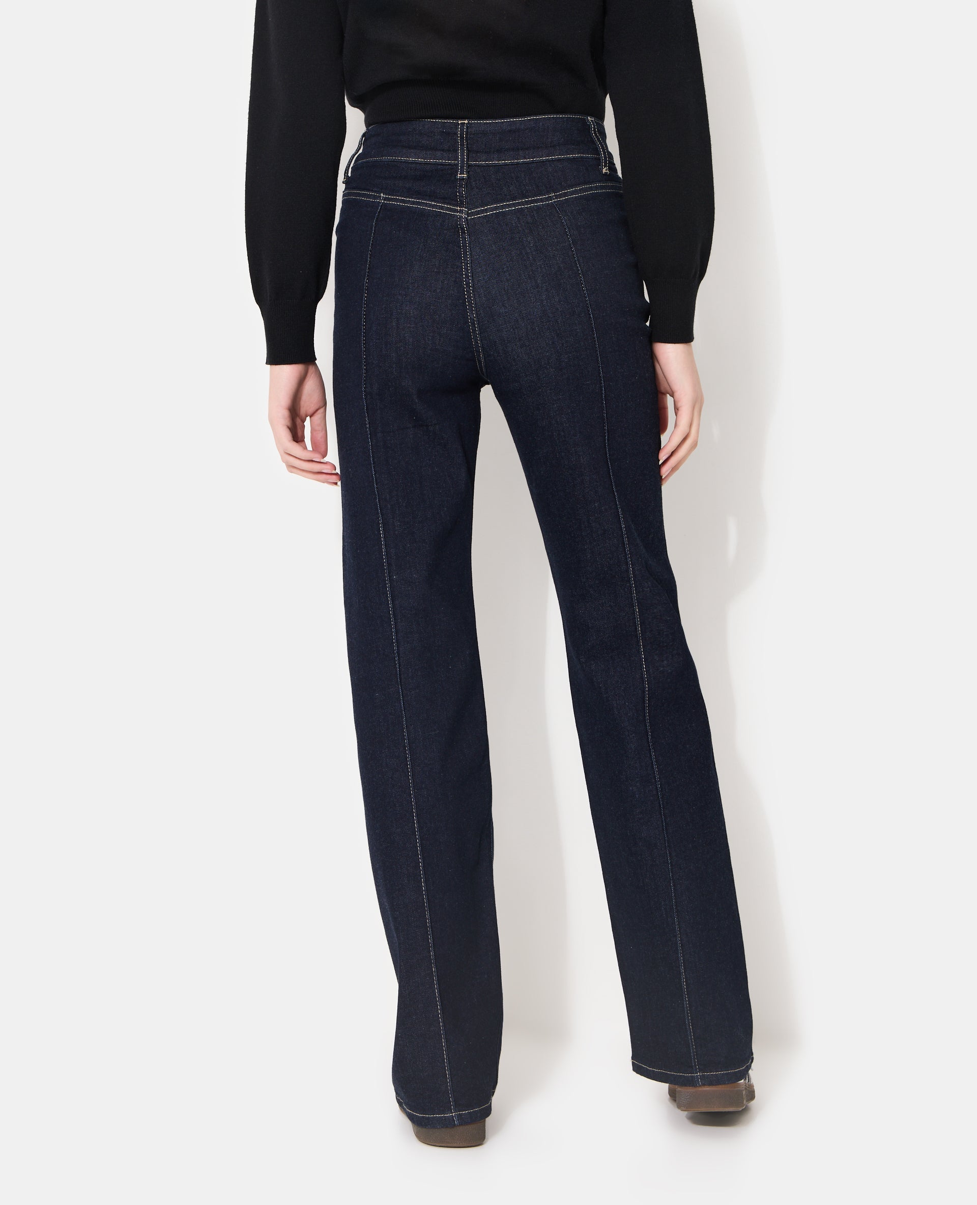 Jean straight taille haute avec détails coutures