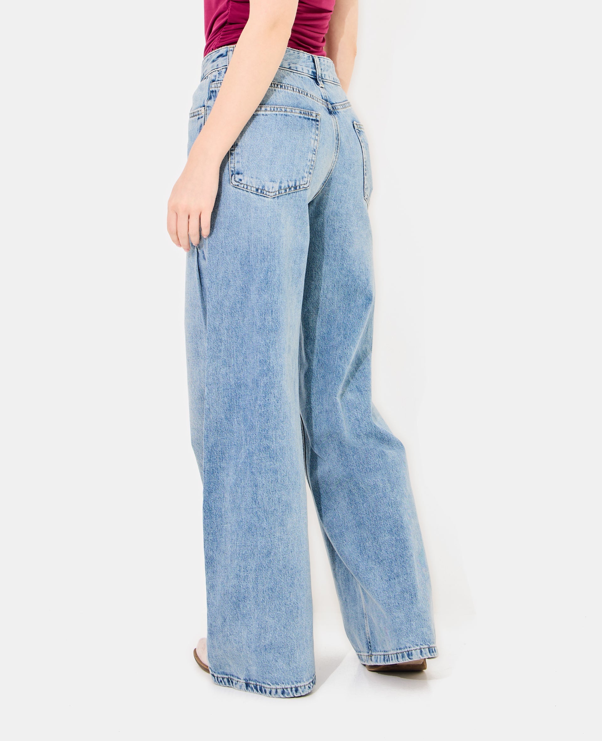 Jean extra wide taille medium avec pinces côtés