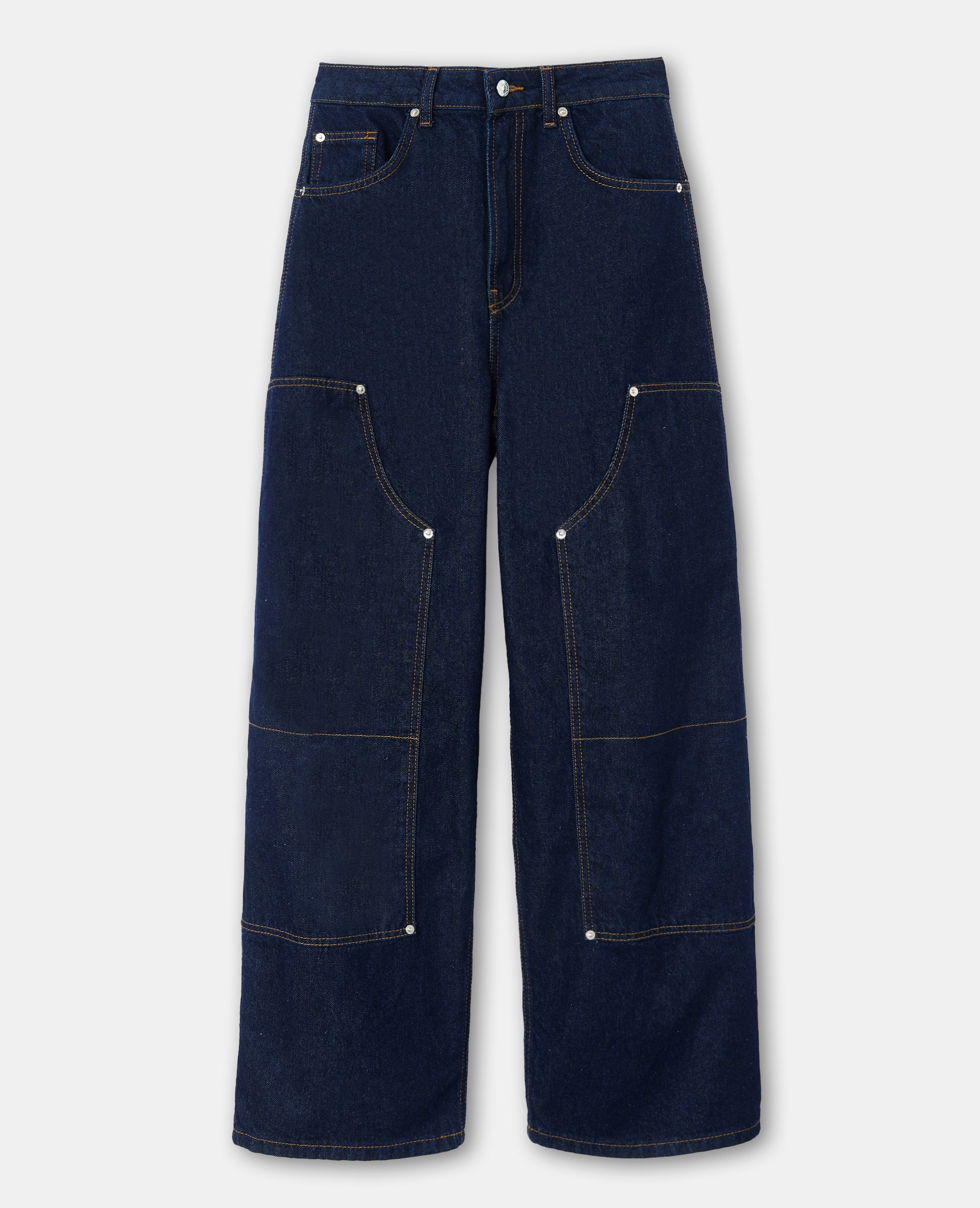 Jean barrel taille medium avec jeux de couture