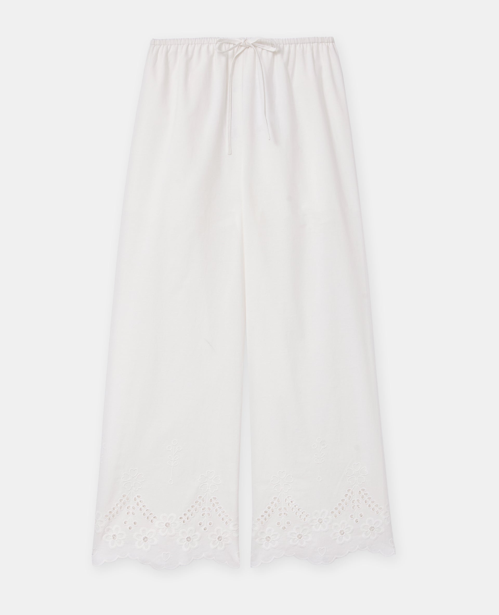 Pantalon droit avec broderie anglaise ajourée