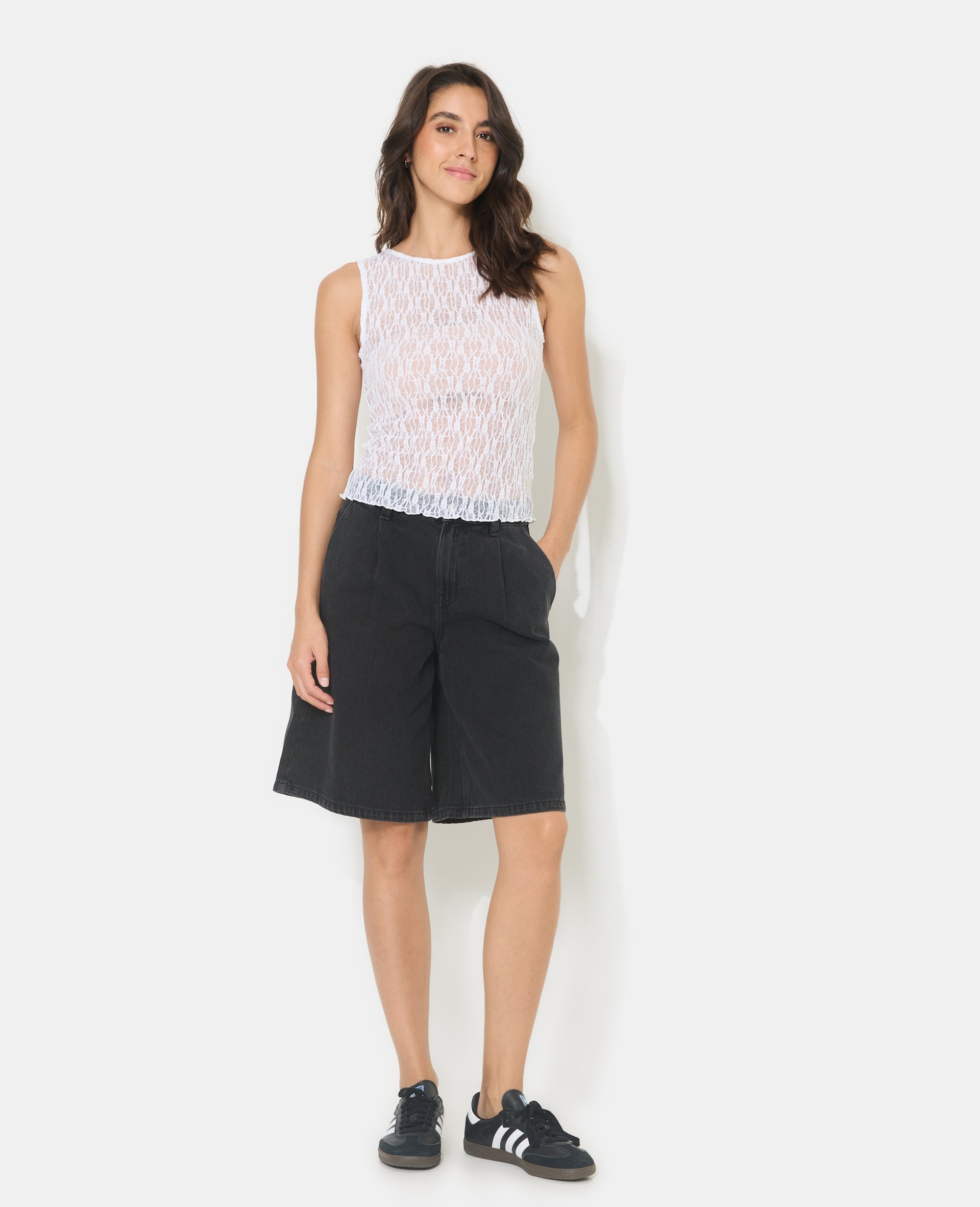 Bermuda en jean avec pinces