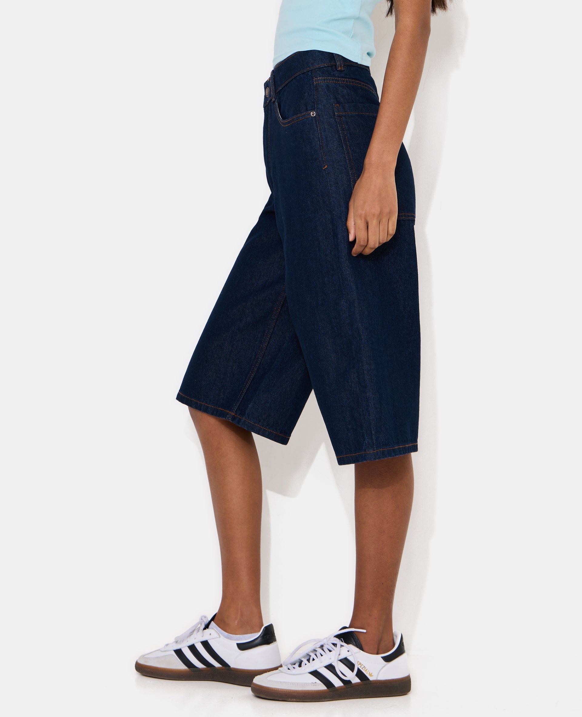 Bermuda en jean long taille basse