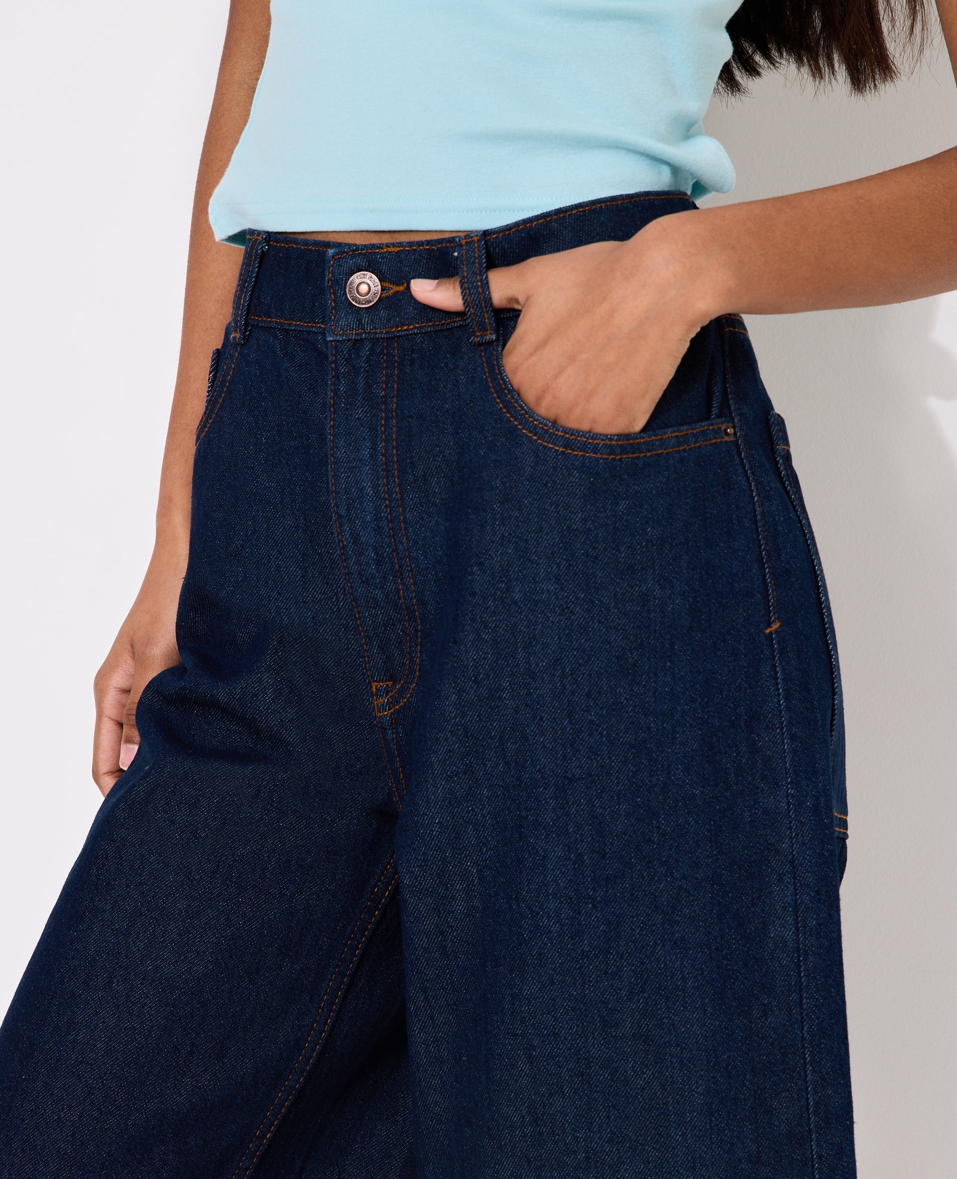 Bermuda en jean long taille basse