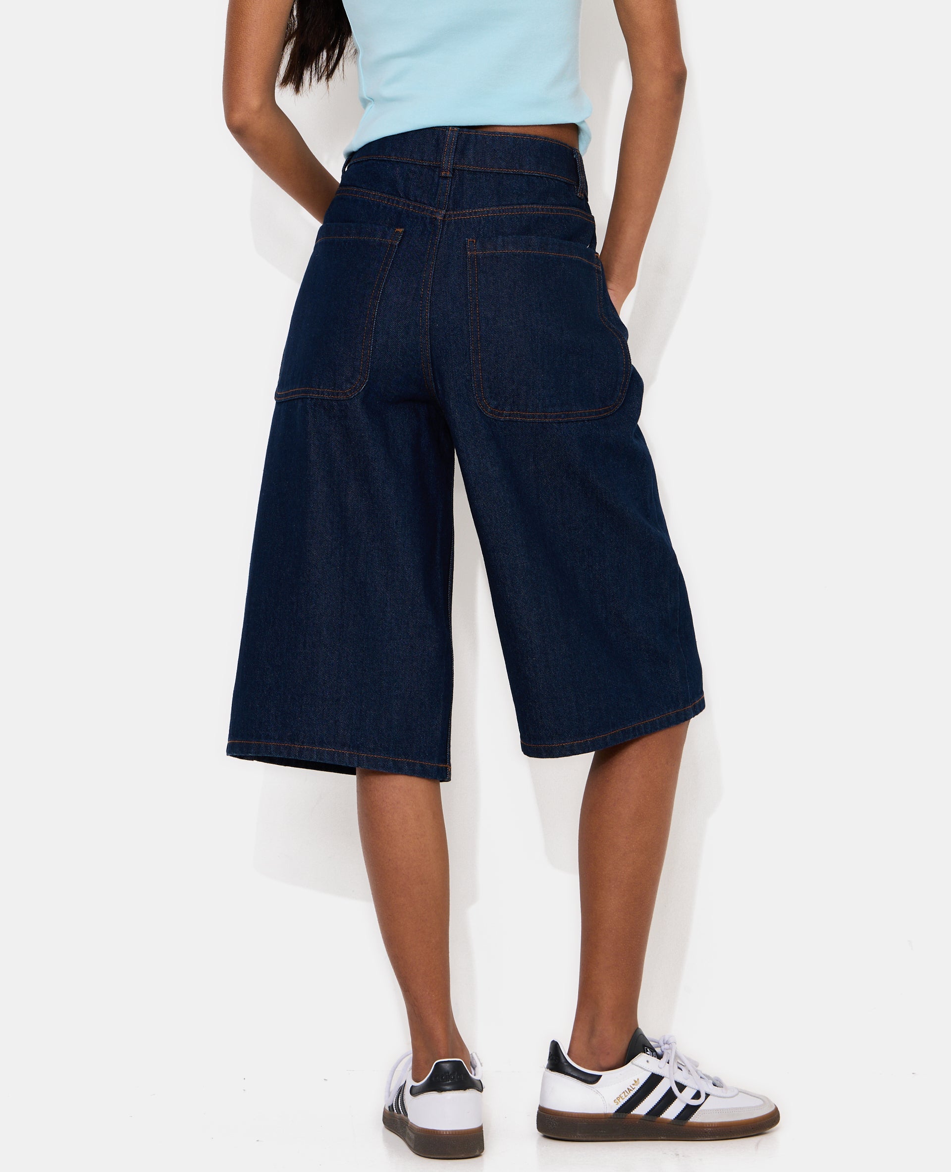 Bermuda en jean long taille basse