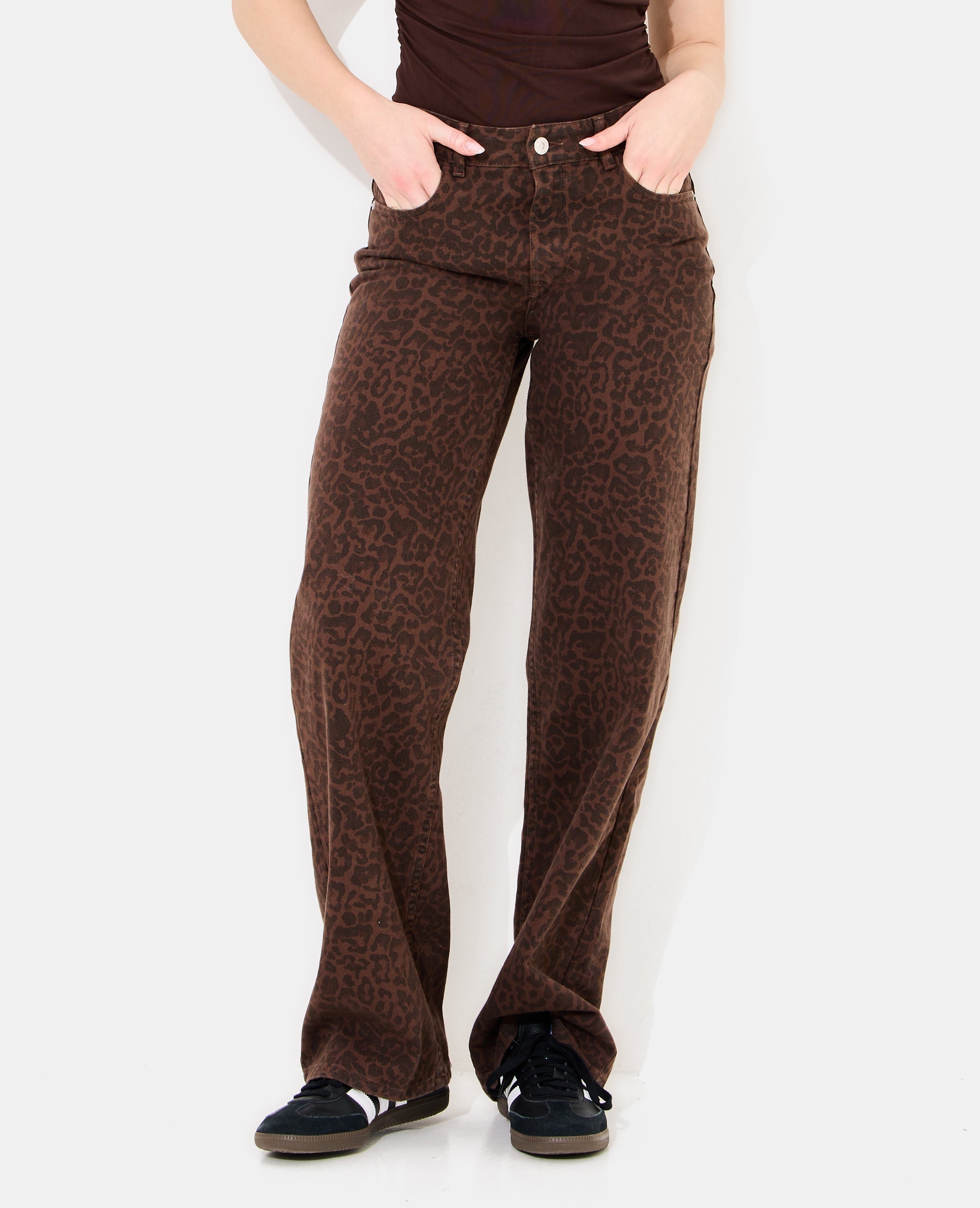 J71-2 / Jean wide taille medium motif léopard