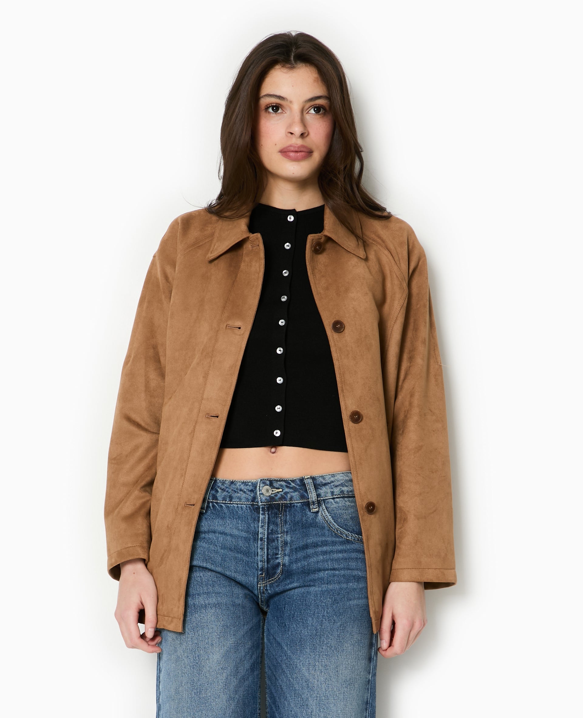 Manteau court en suédine