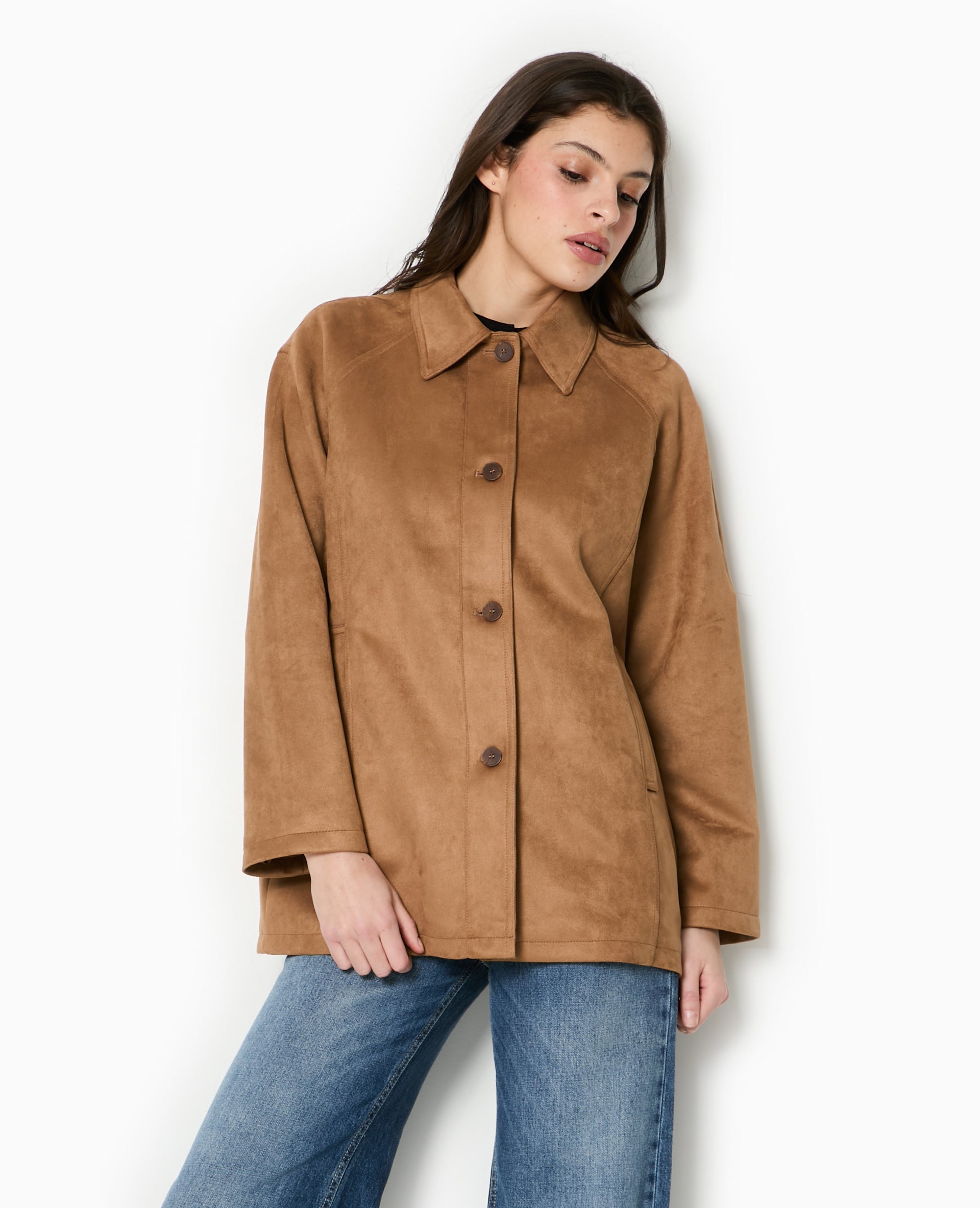Manteau court en suédine
