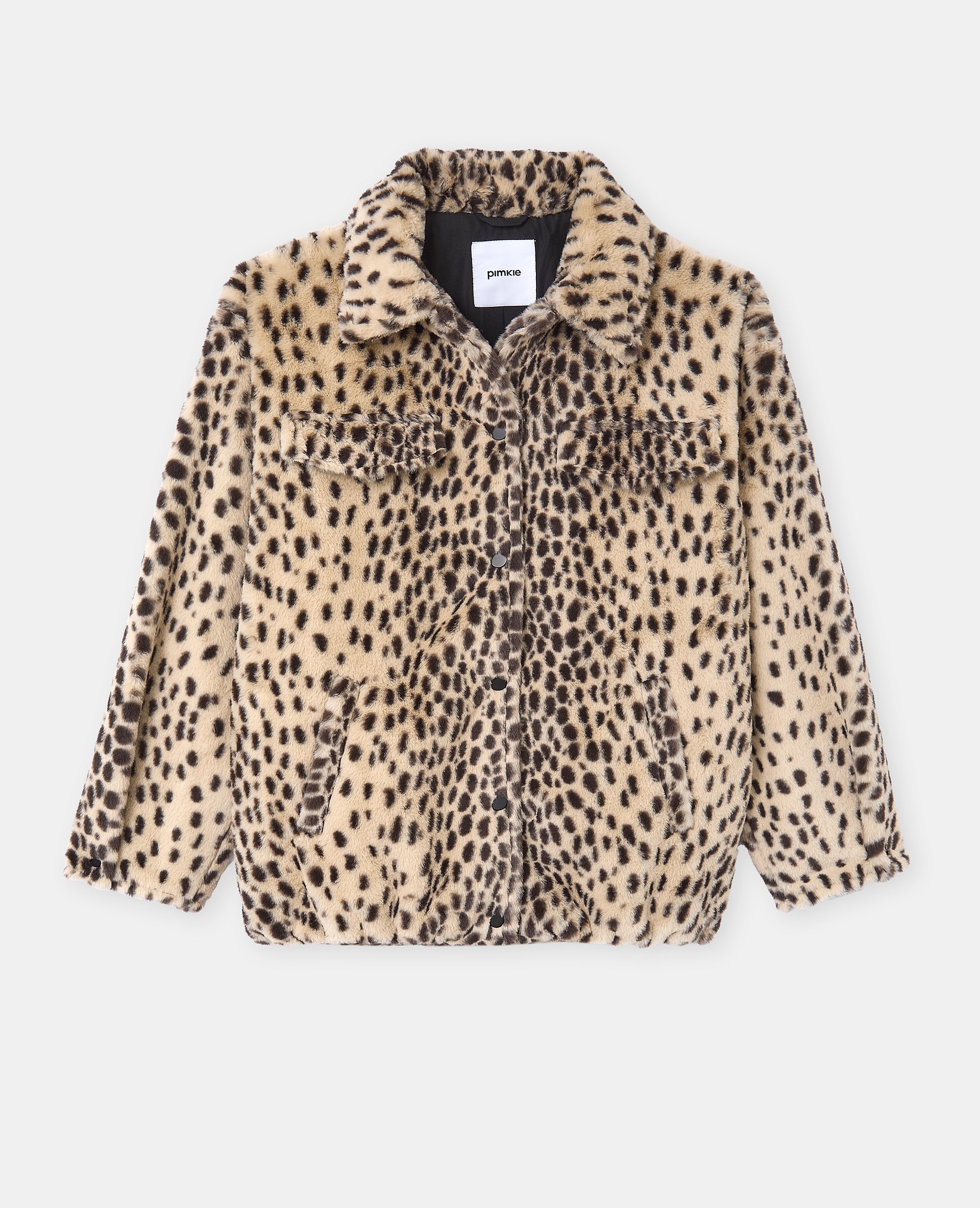 Blouson forme chemise en fausse fourrure motif guépard