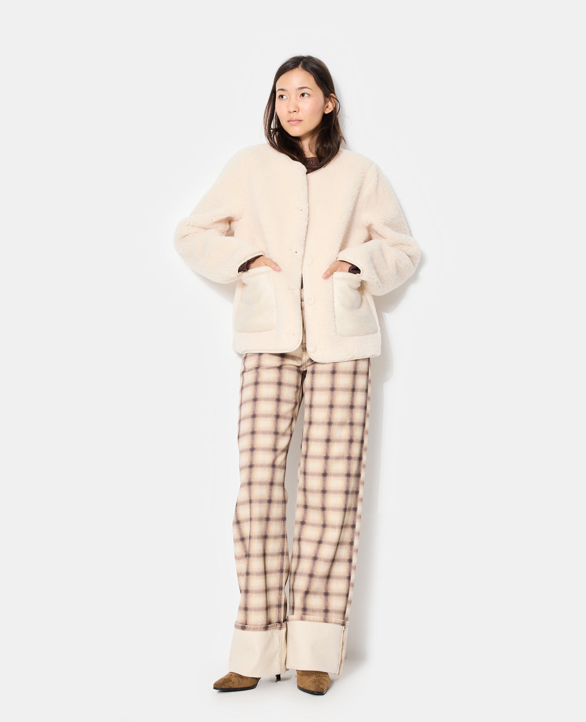 Blouson en sherpa façon peau lainée