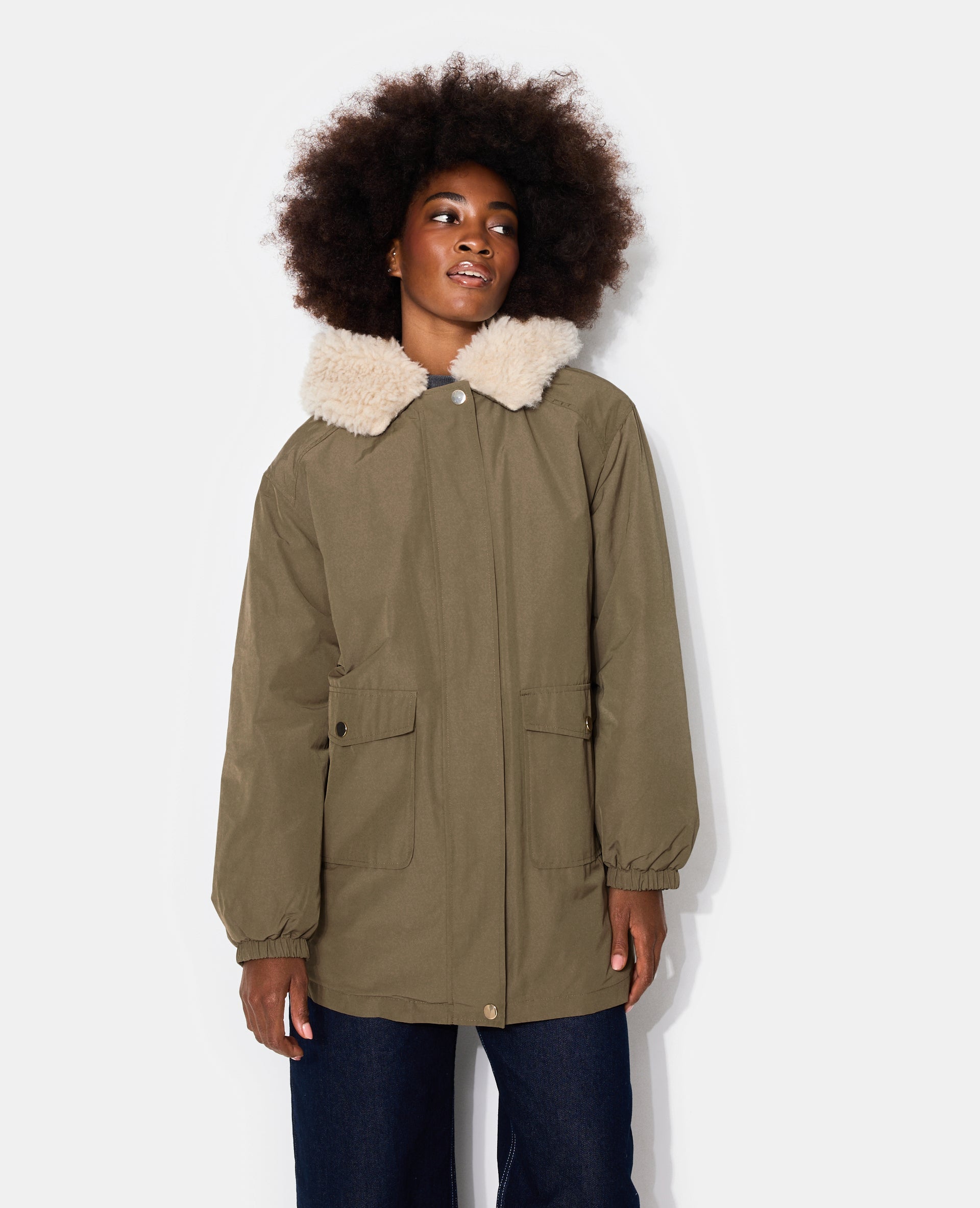 Parka doublée fourrure avec capuche