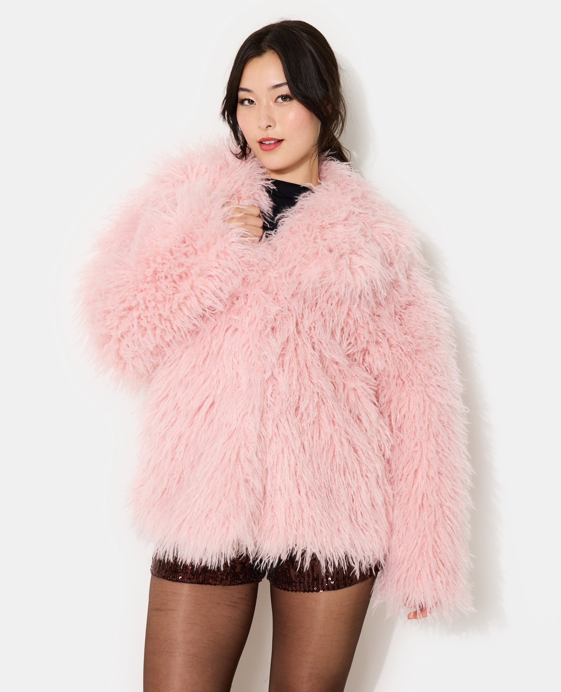 Manteau shaggy poils longs