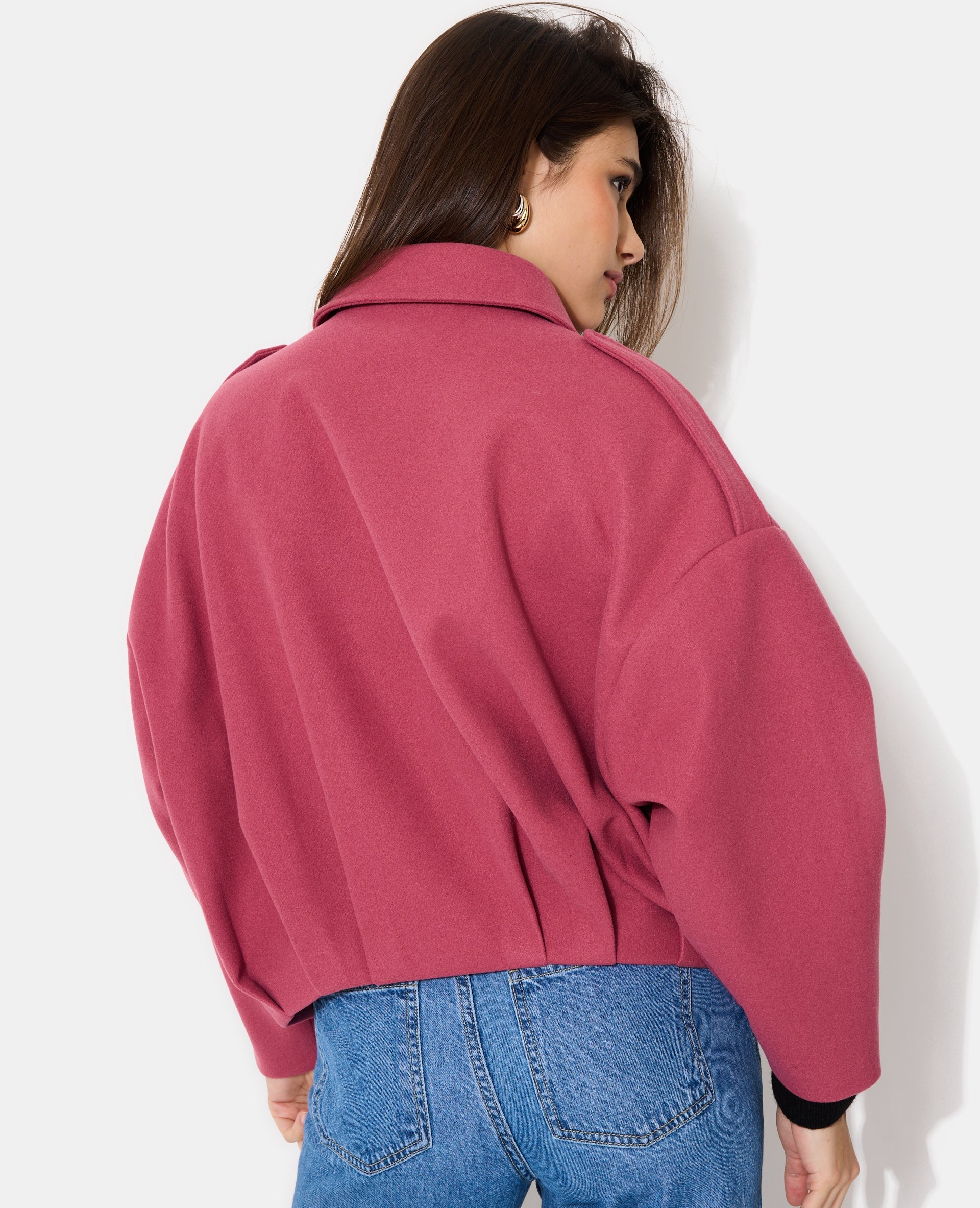 Blouson forme boule effet drap de laine