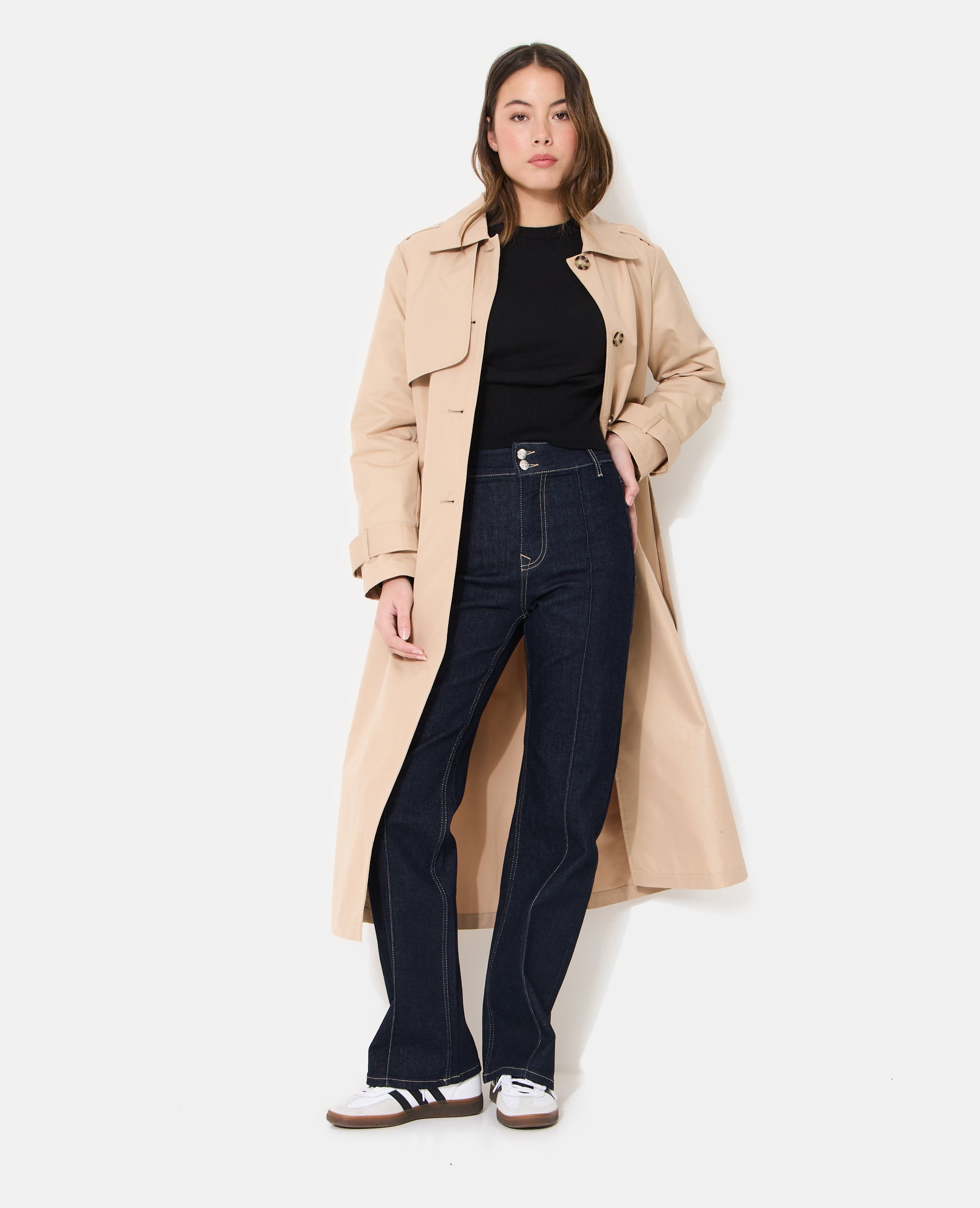 Trench long avec ceinture à nouer