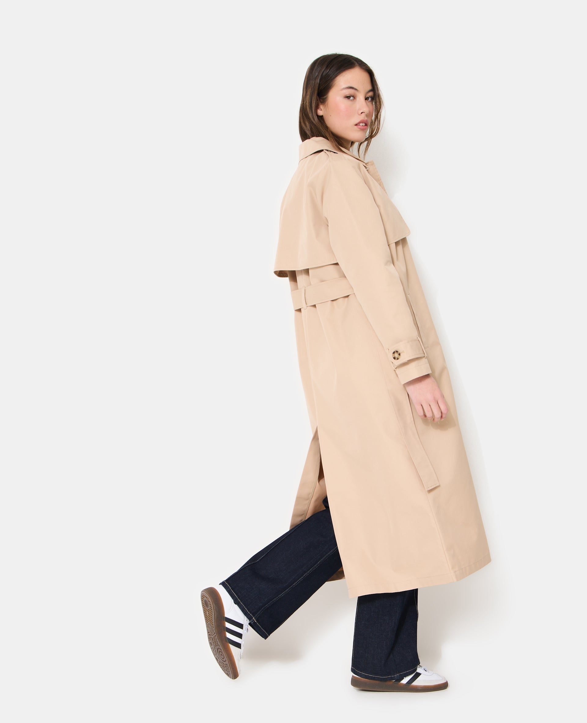 Trench long avec ceinture à nouer