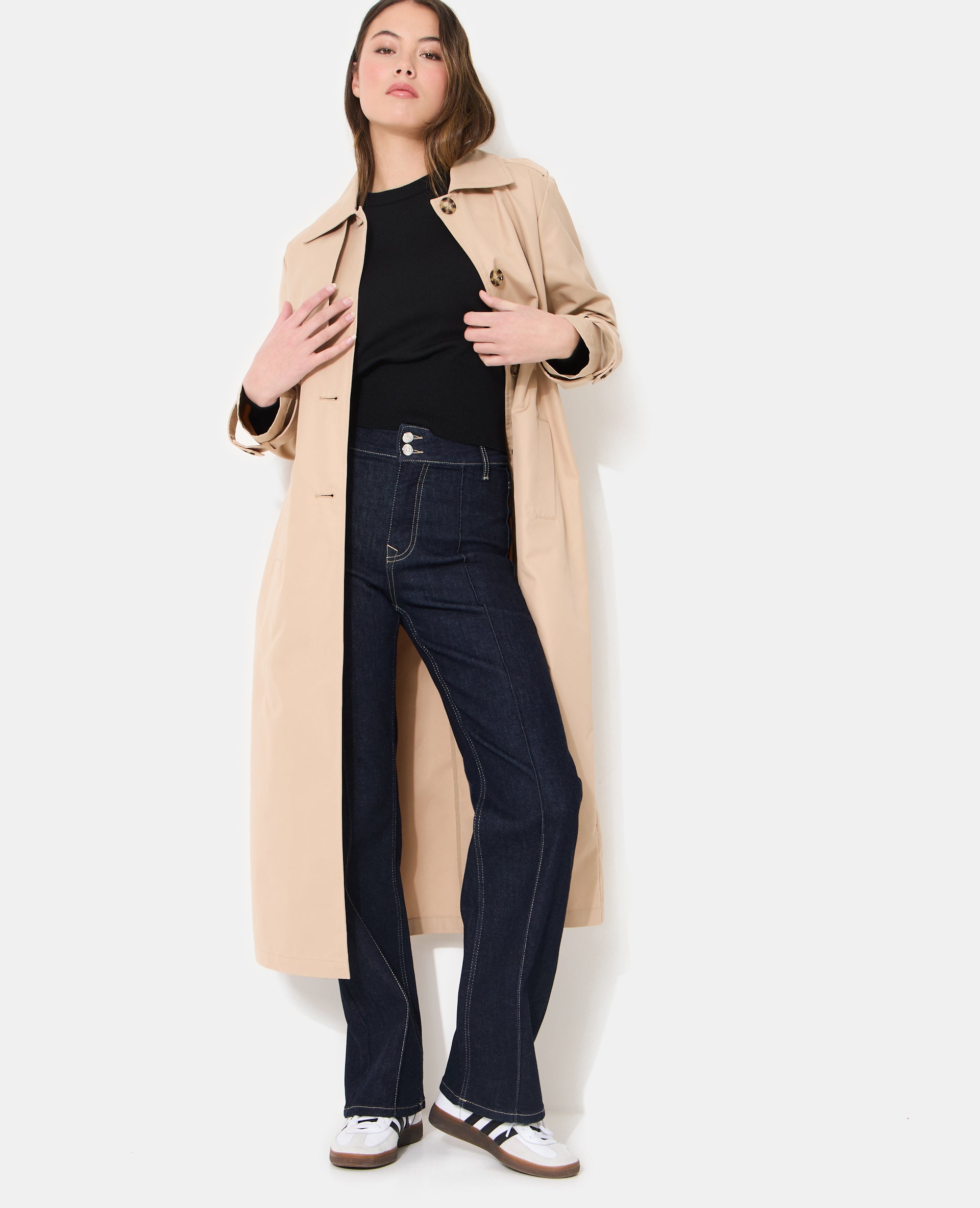 Trench long avec ceinture à nouer