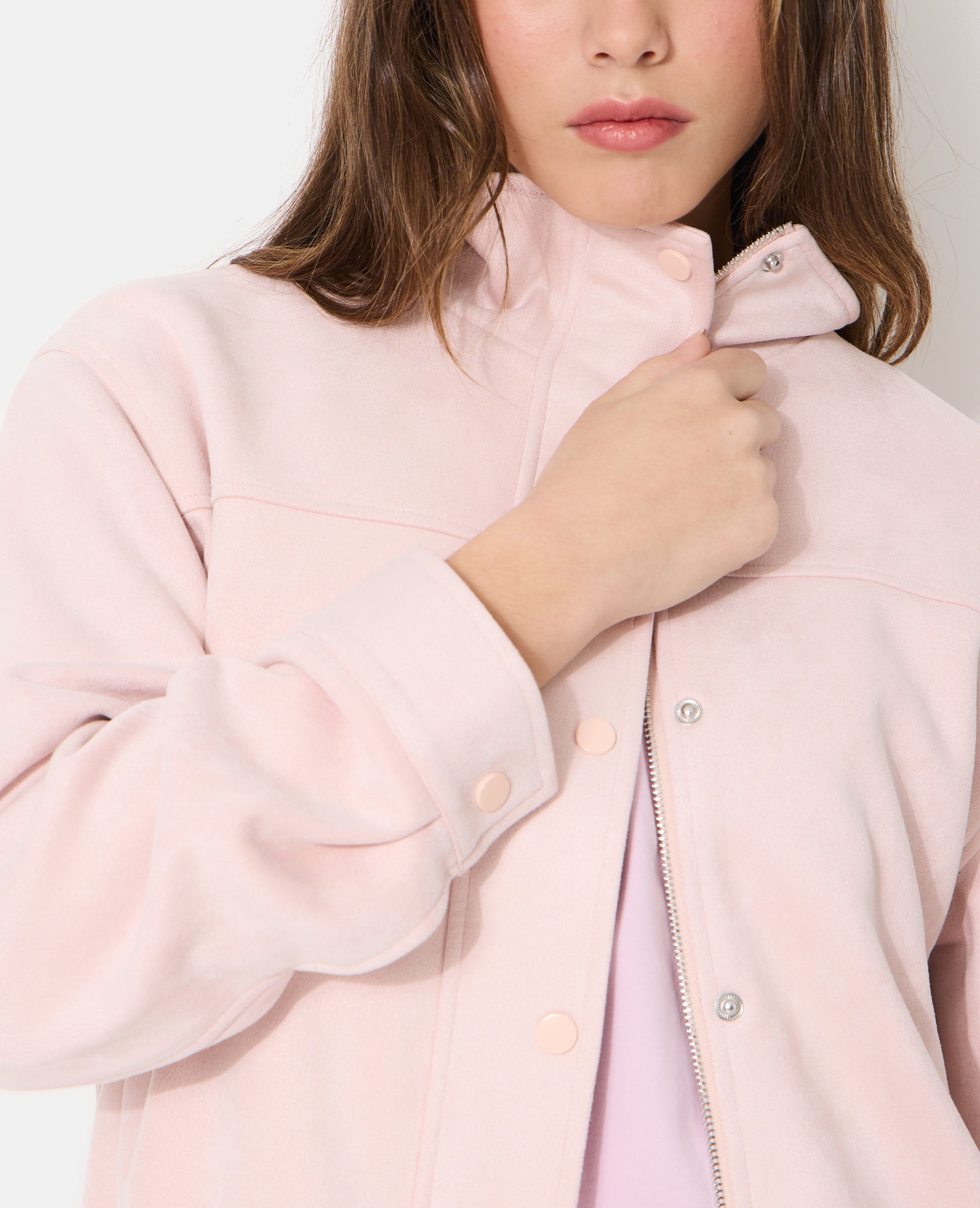 Veste en suédine col montant