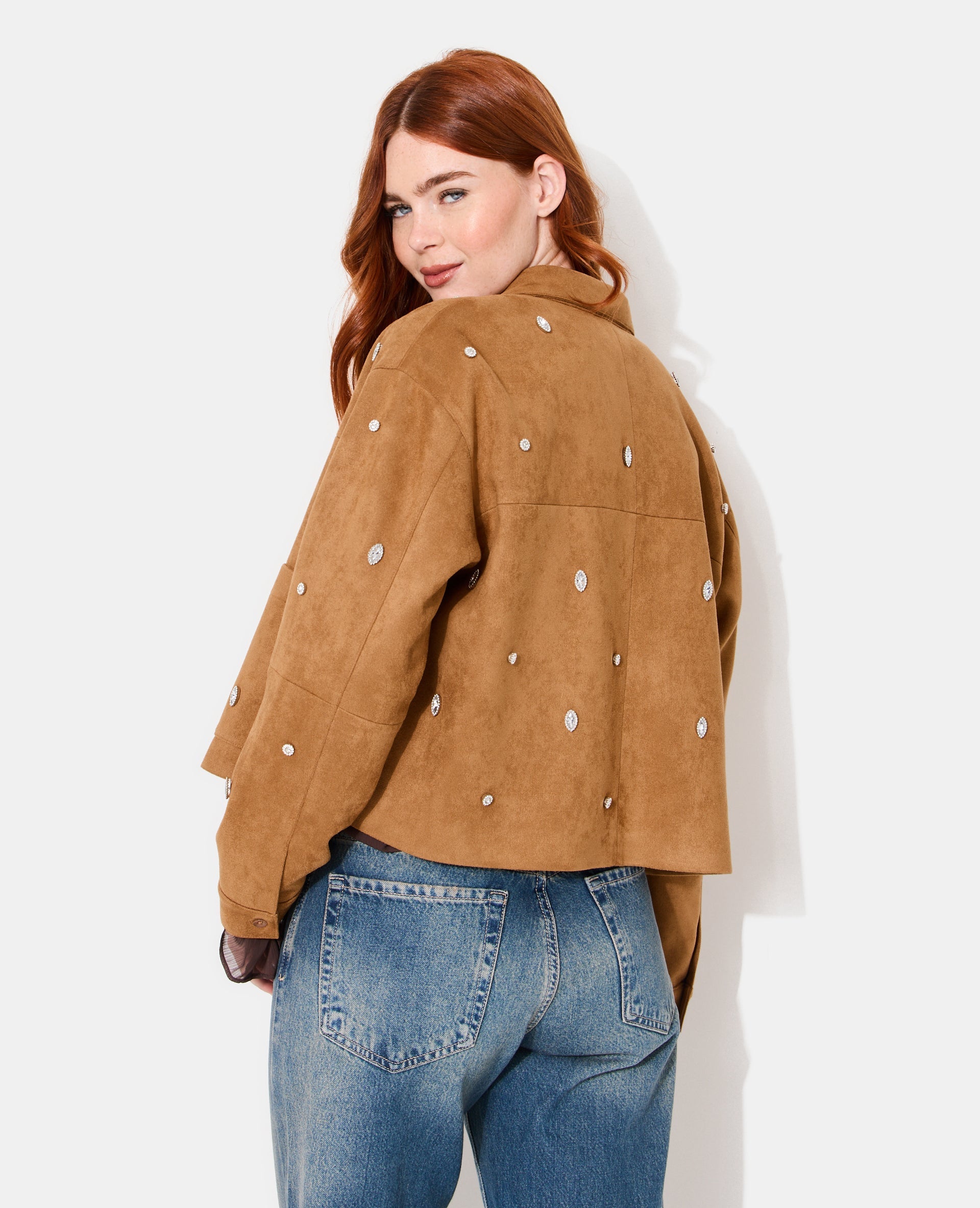 Veste en suédine avec strass