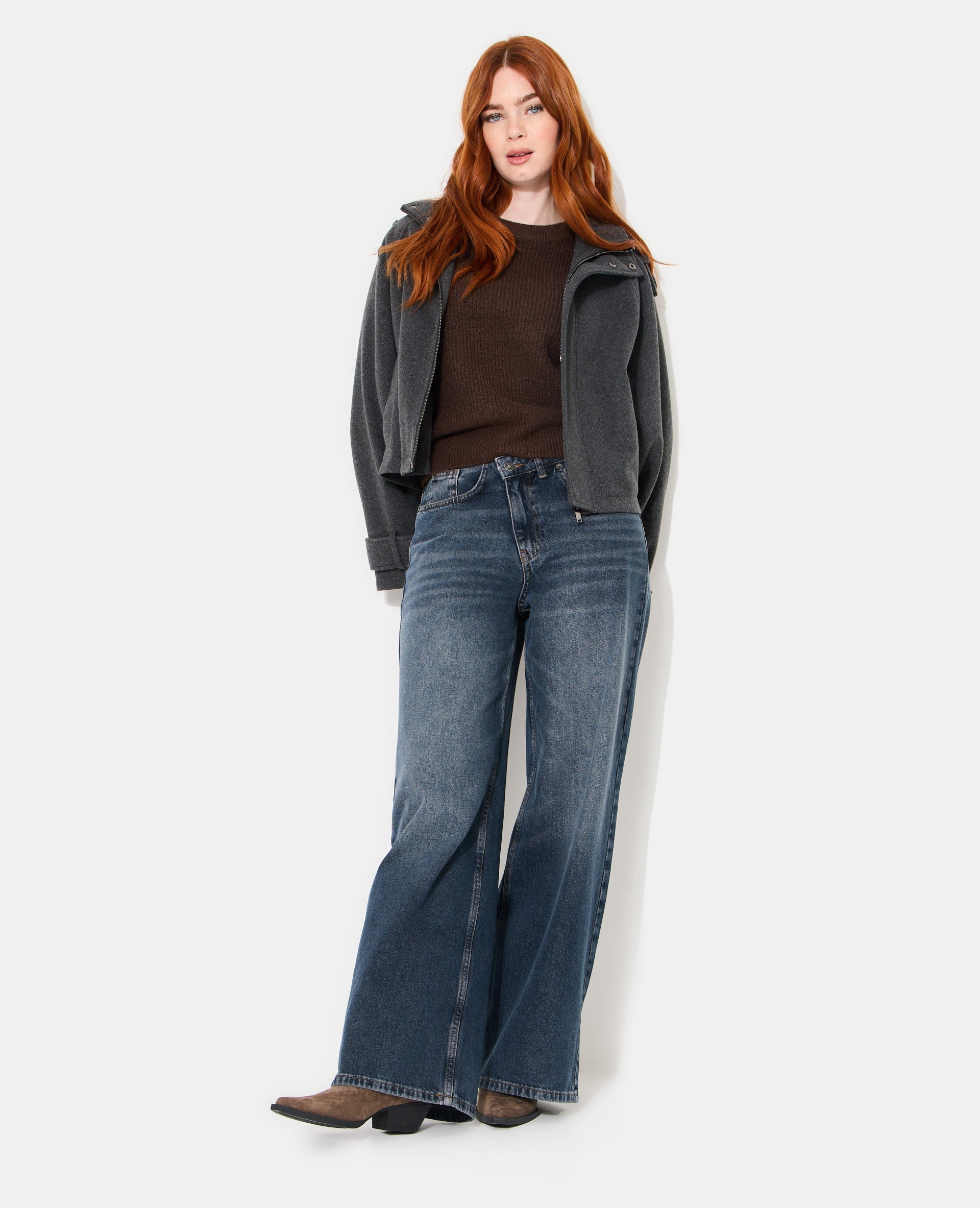 Blouson col montant effet drap de laine