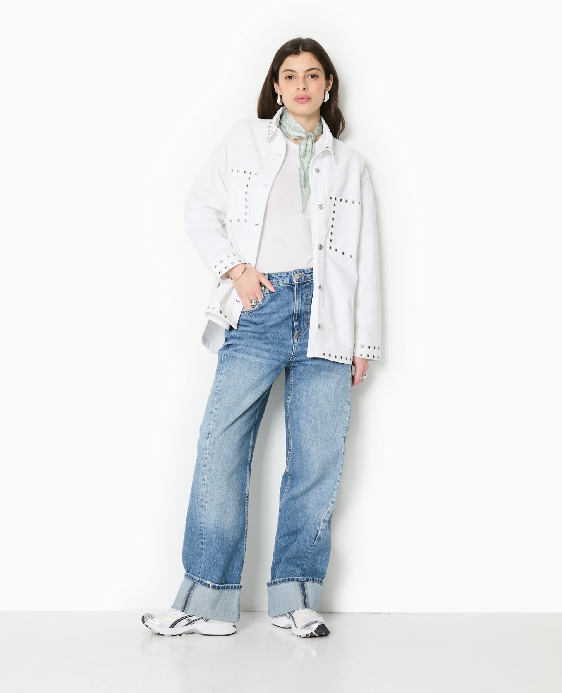 Veste oversize en toile avec clous