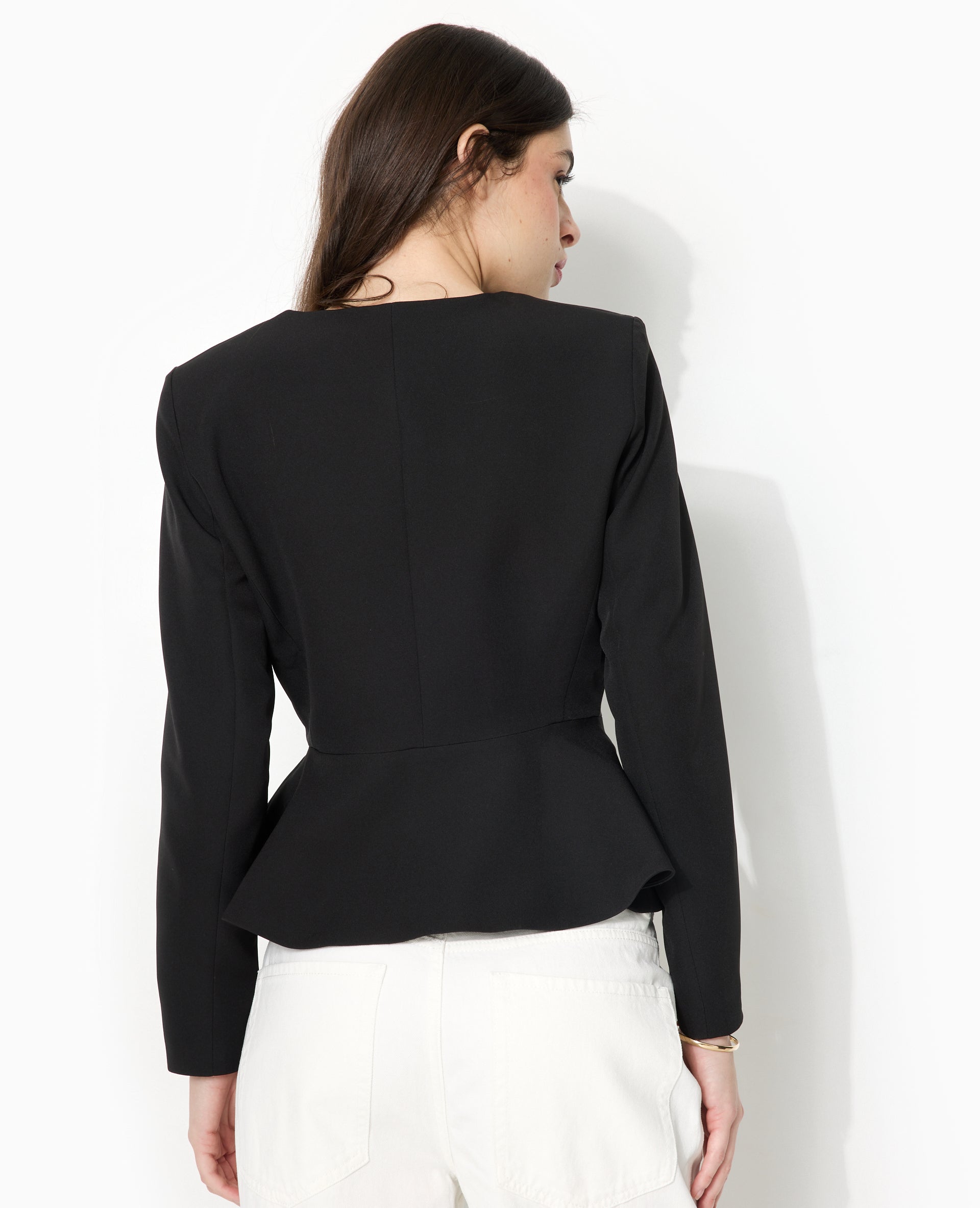 Veste peplum avec boutons fantaisie