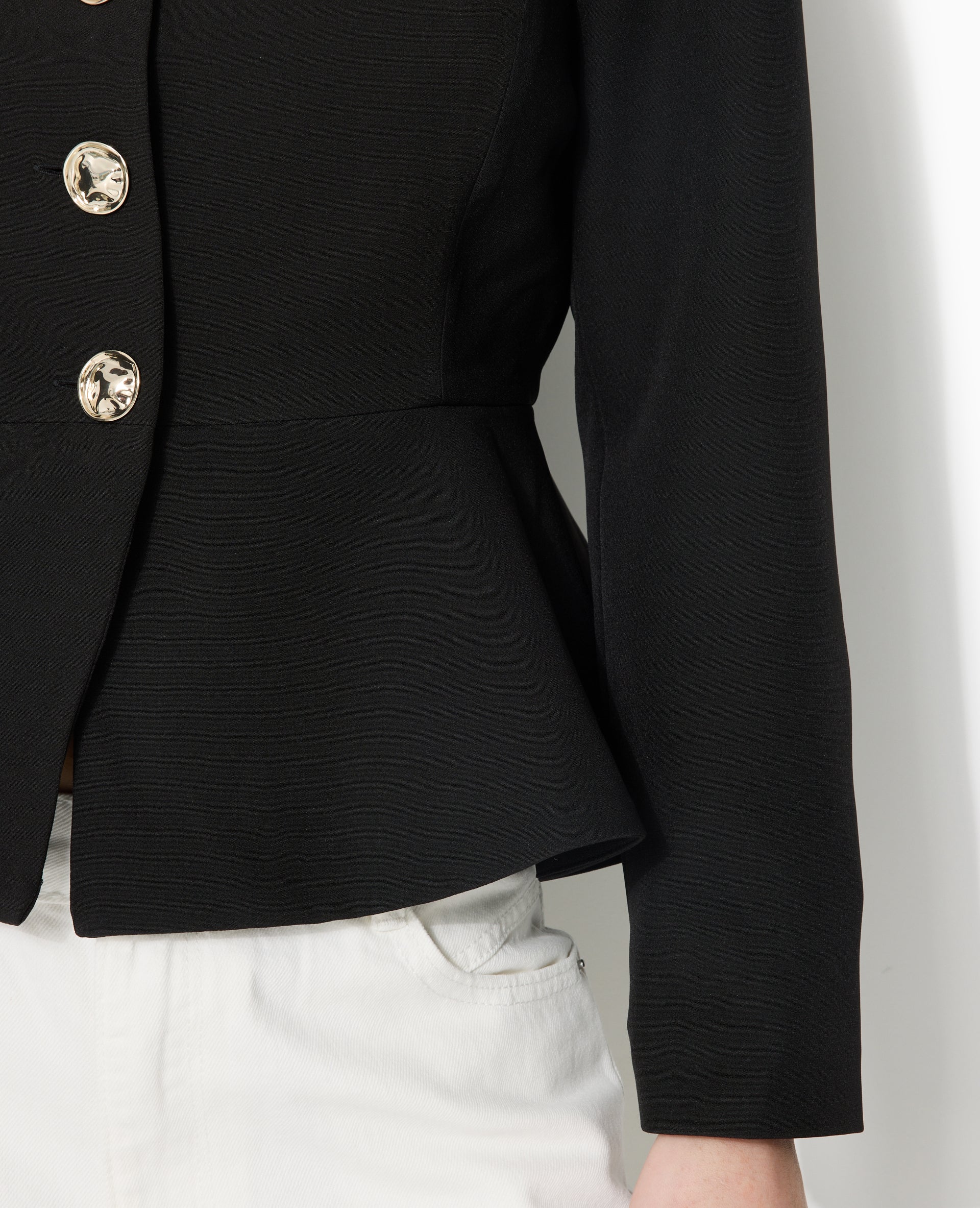 Veste peplum avec boutons fantaisie
