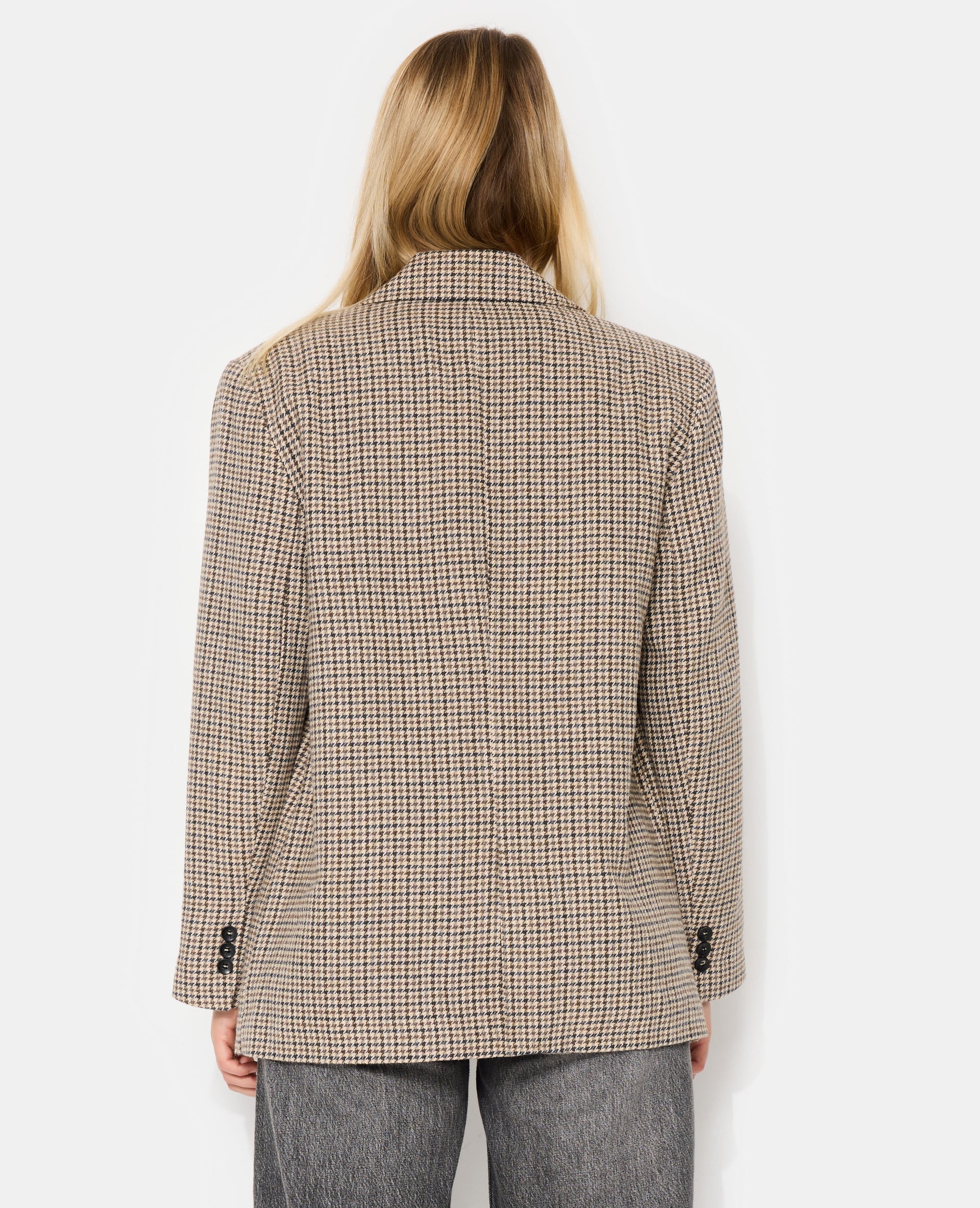 Veste blazer oversize en tissu chaud motif pied-de-poule