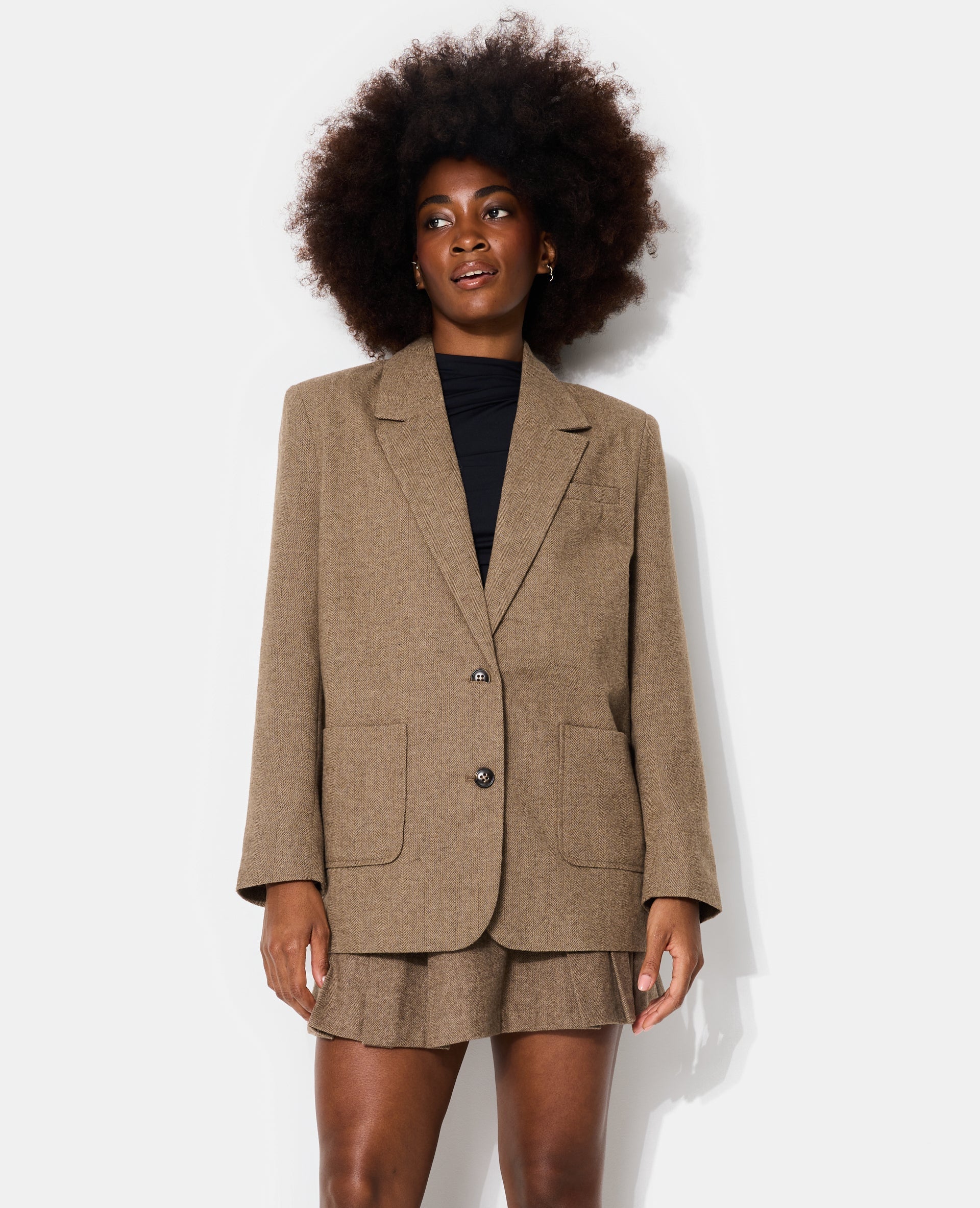 Veste blazer oversize motif chevrons