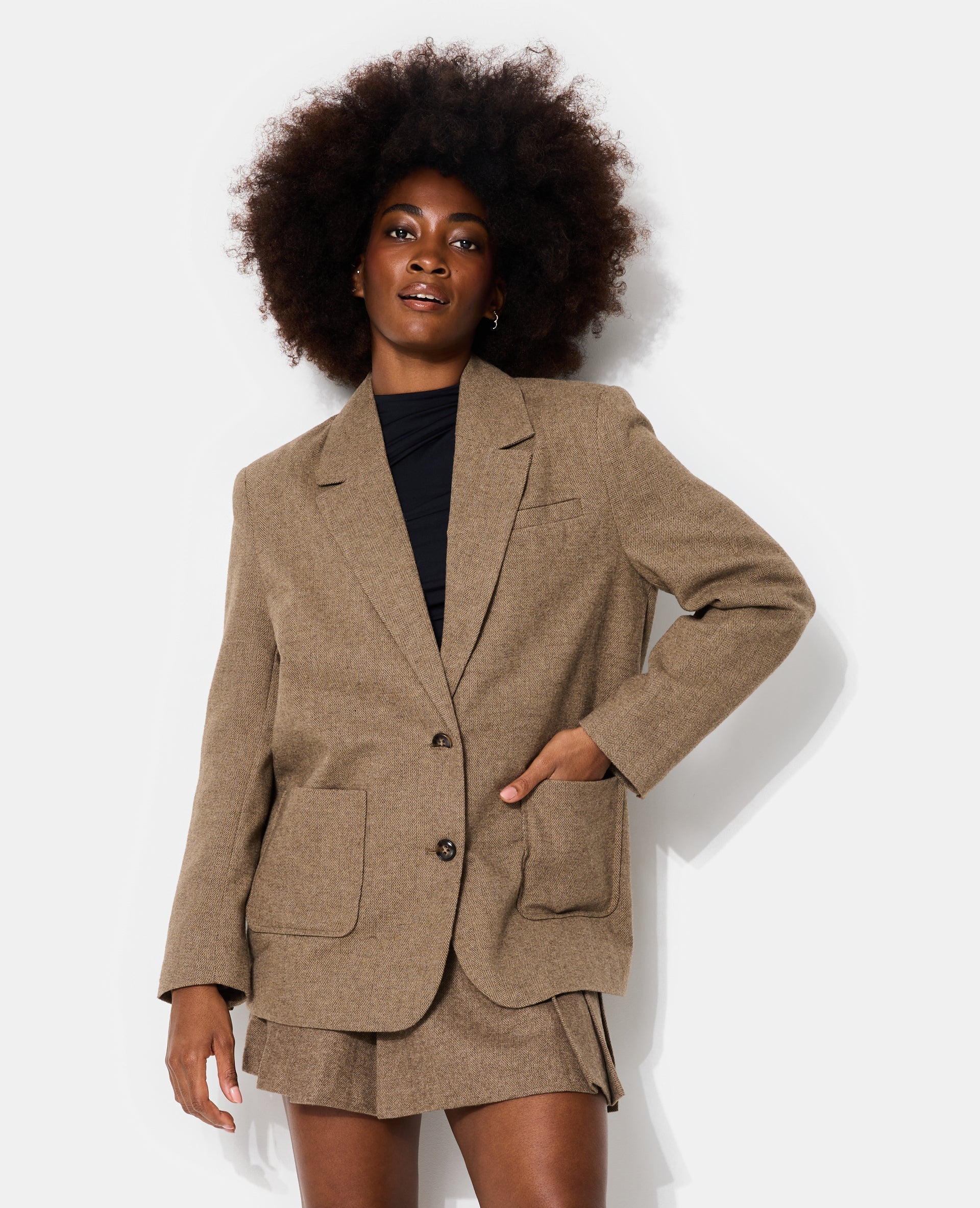 Veste blazer oversize motif chevrons