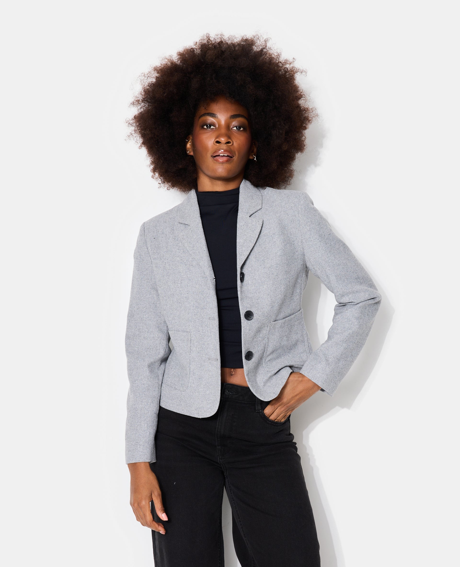 Veste blazer cintrée avec laine