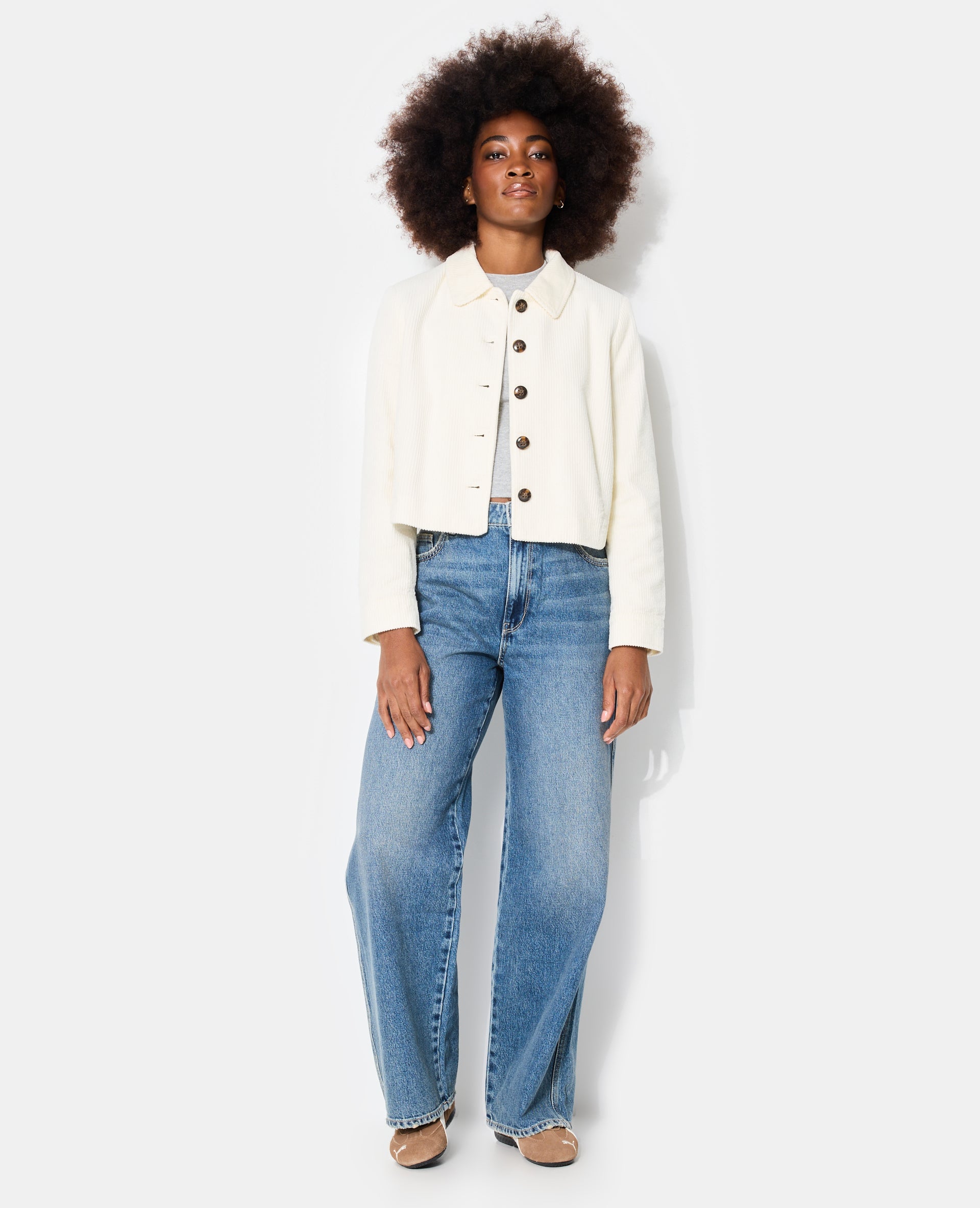 Veste droite et courte en velours