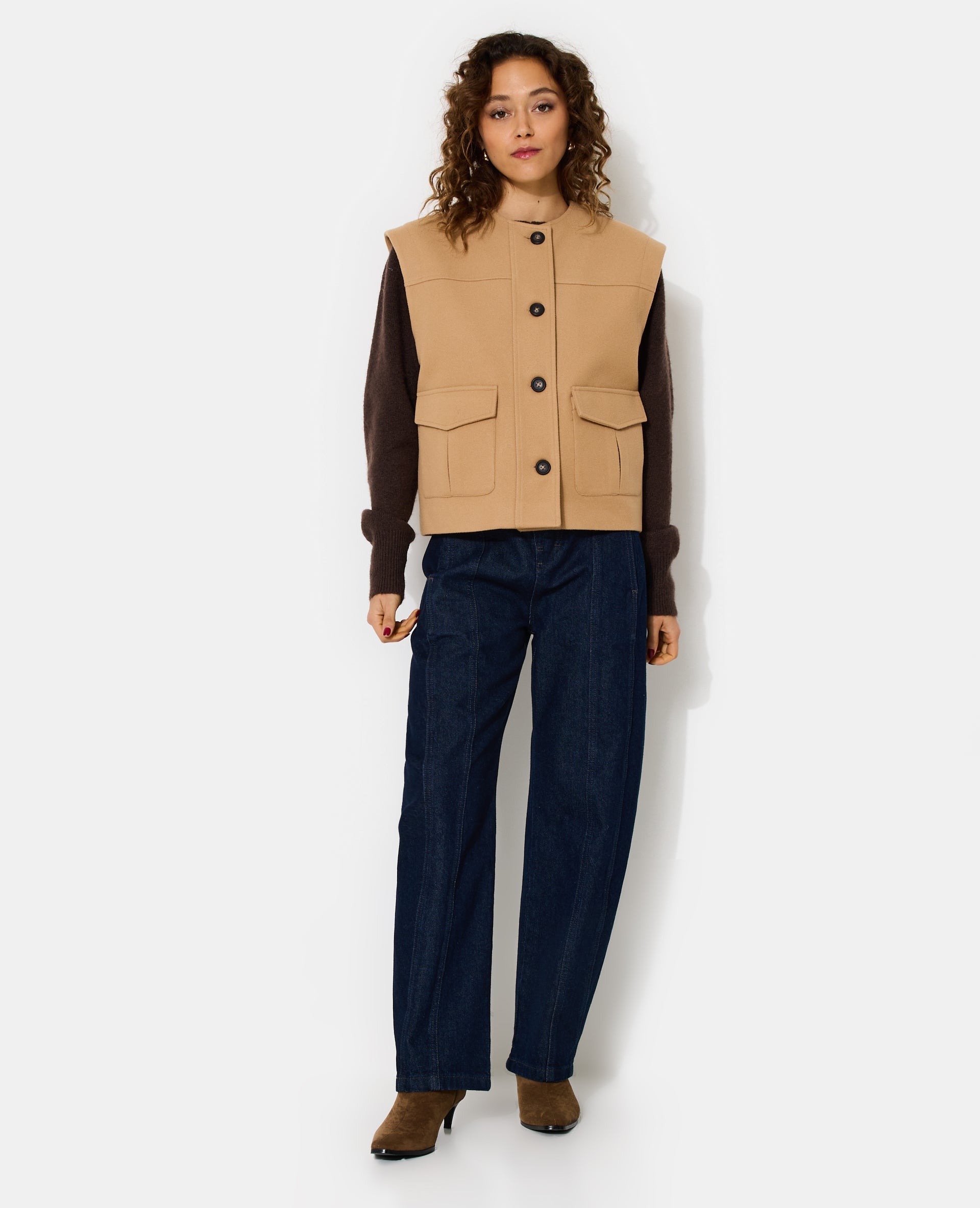 Veste sans manches effet drap de laine