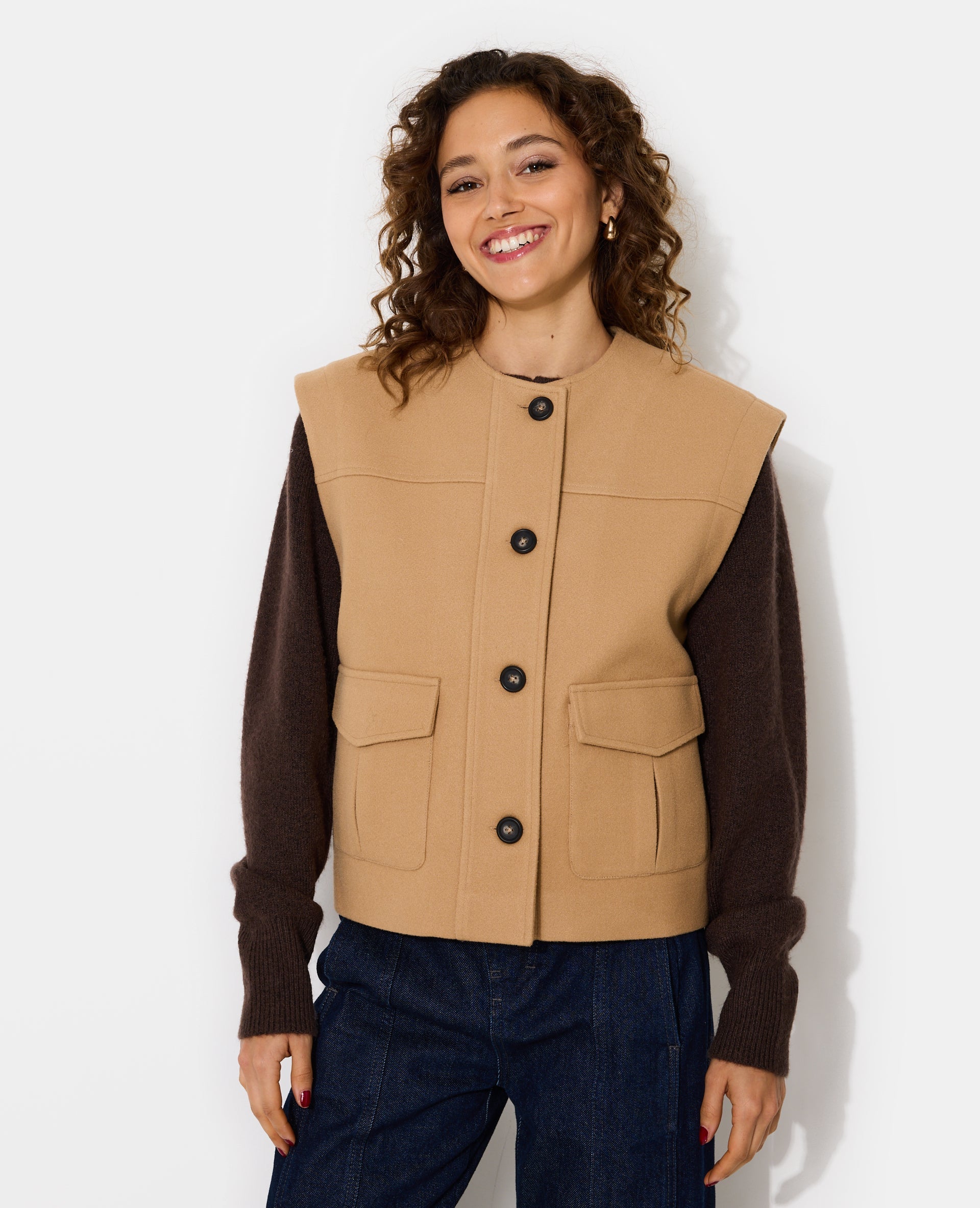 Veste sans manches effet drap de laine