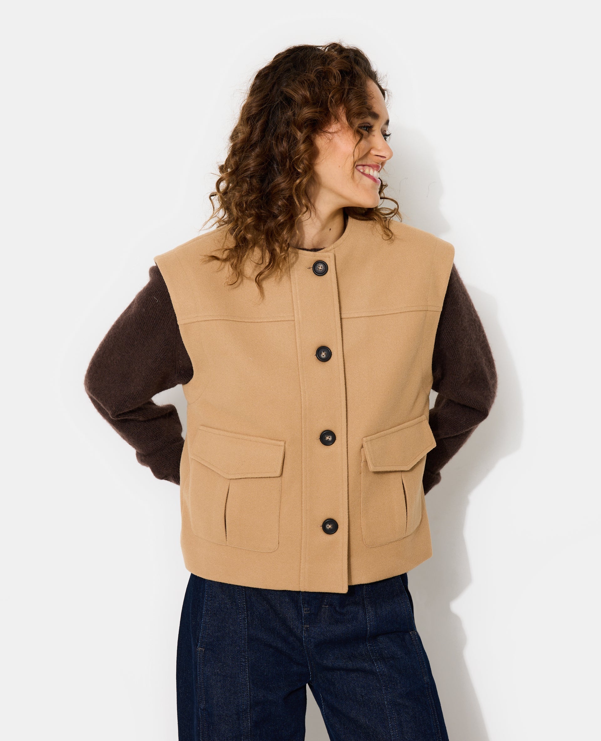 Veste sans manches effet drap de laine