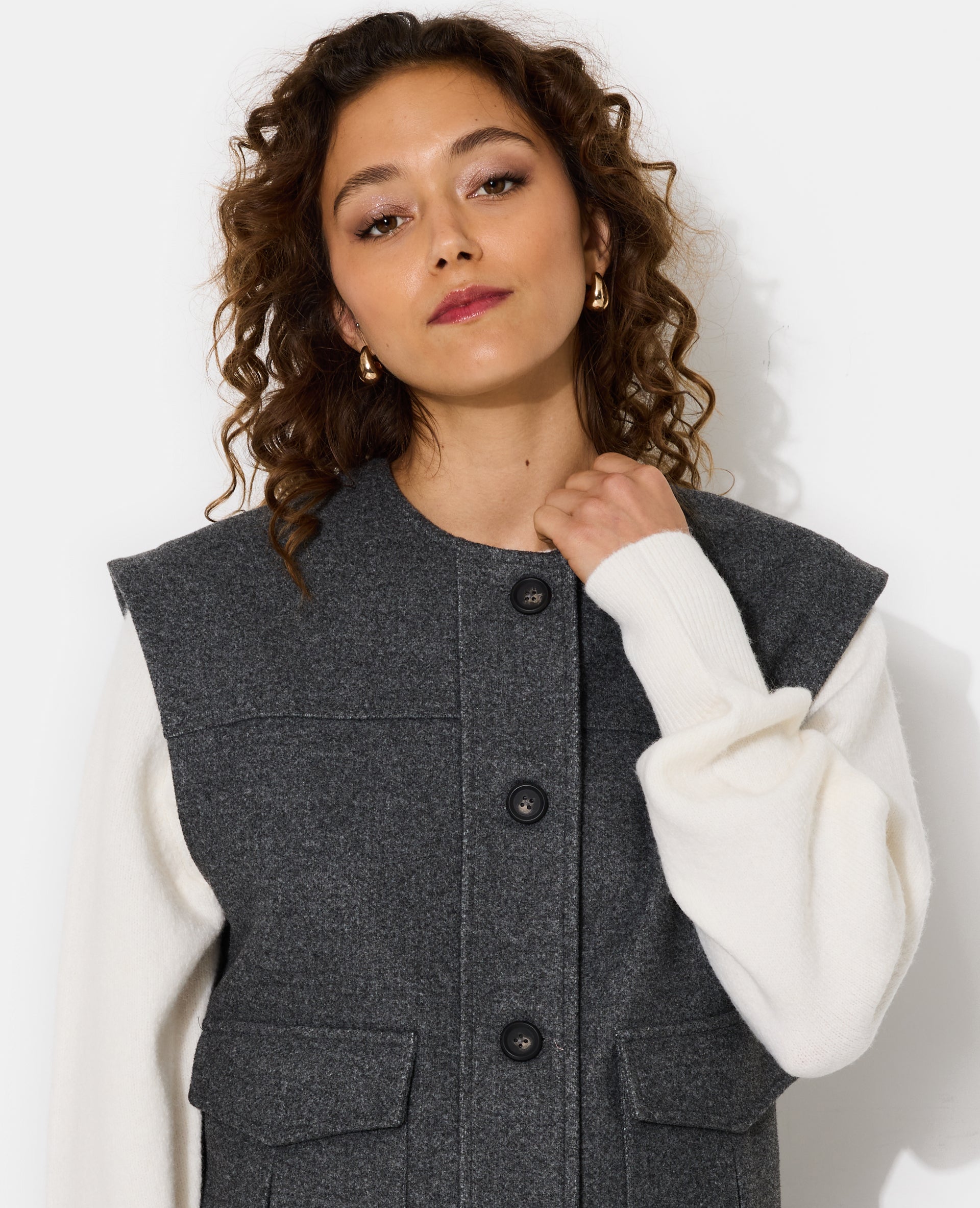Veste sans manches effet drap de laine